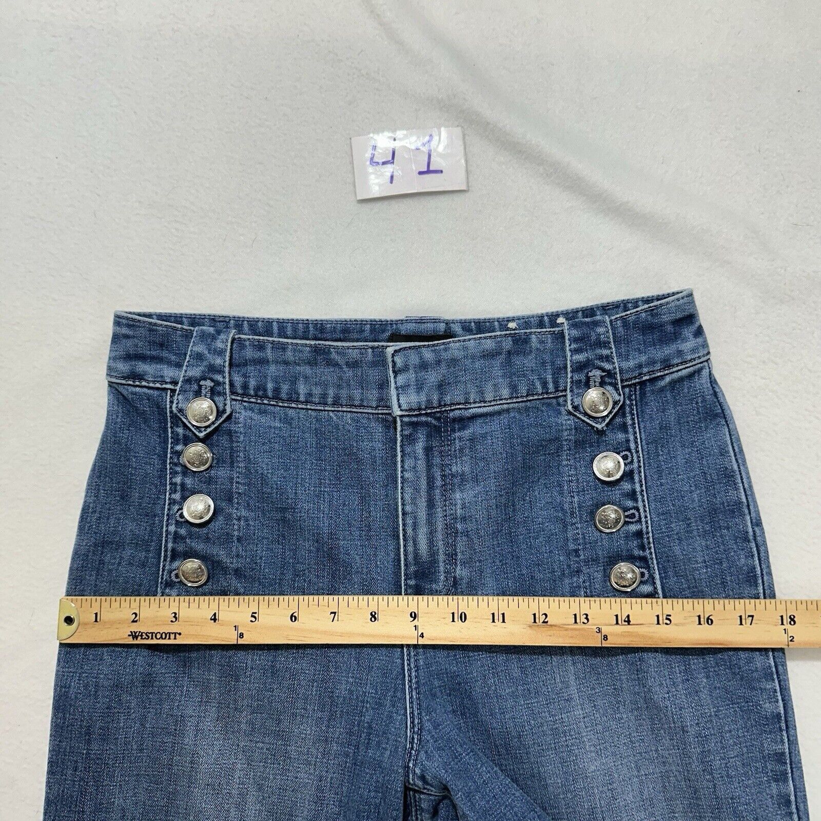 Other Talbots Sailor 6P Capri Blue Jeans 22" Inseam Silver Buttons Size 28" / US 6 / IT 42 - 15 Thumbnail
