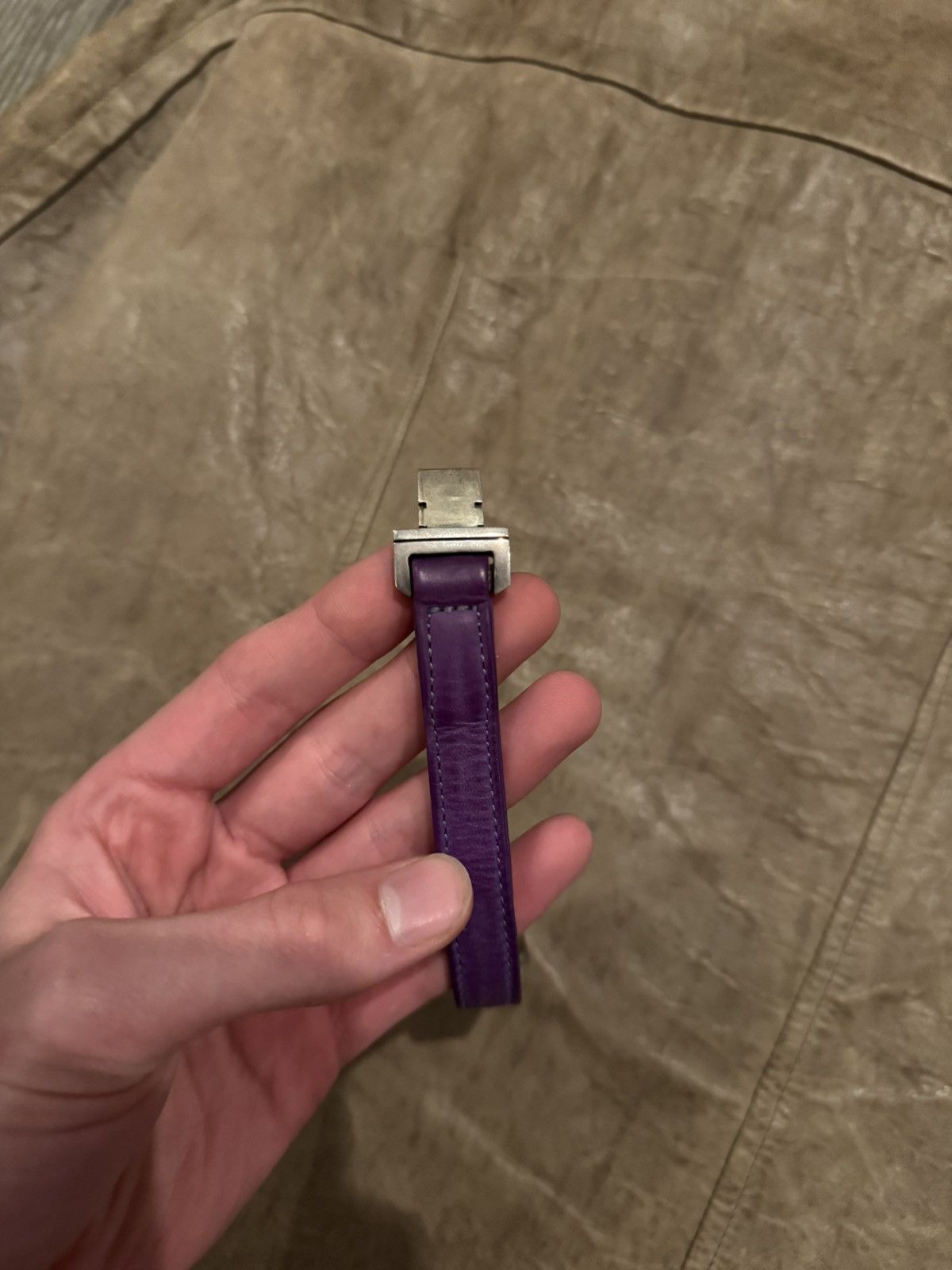 Chrome Hearts Chrome Hearts Purple Leather Harness Clasp Bracelet Silver Size ONE SIZE - 4 Thumbnail