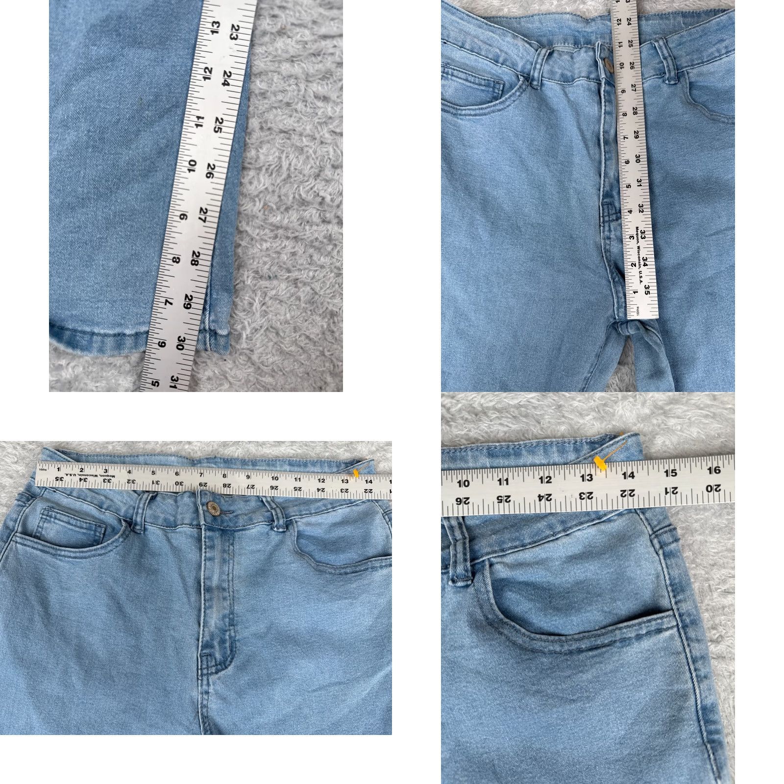 Vintage Jeans Womens 29 Blue Denim Wide Flare High Rise Light Wash Cotton Blend 29x30 Size 29" - 8 Thumbnail