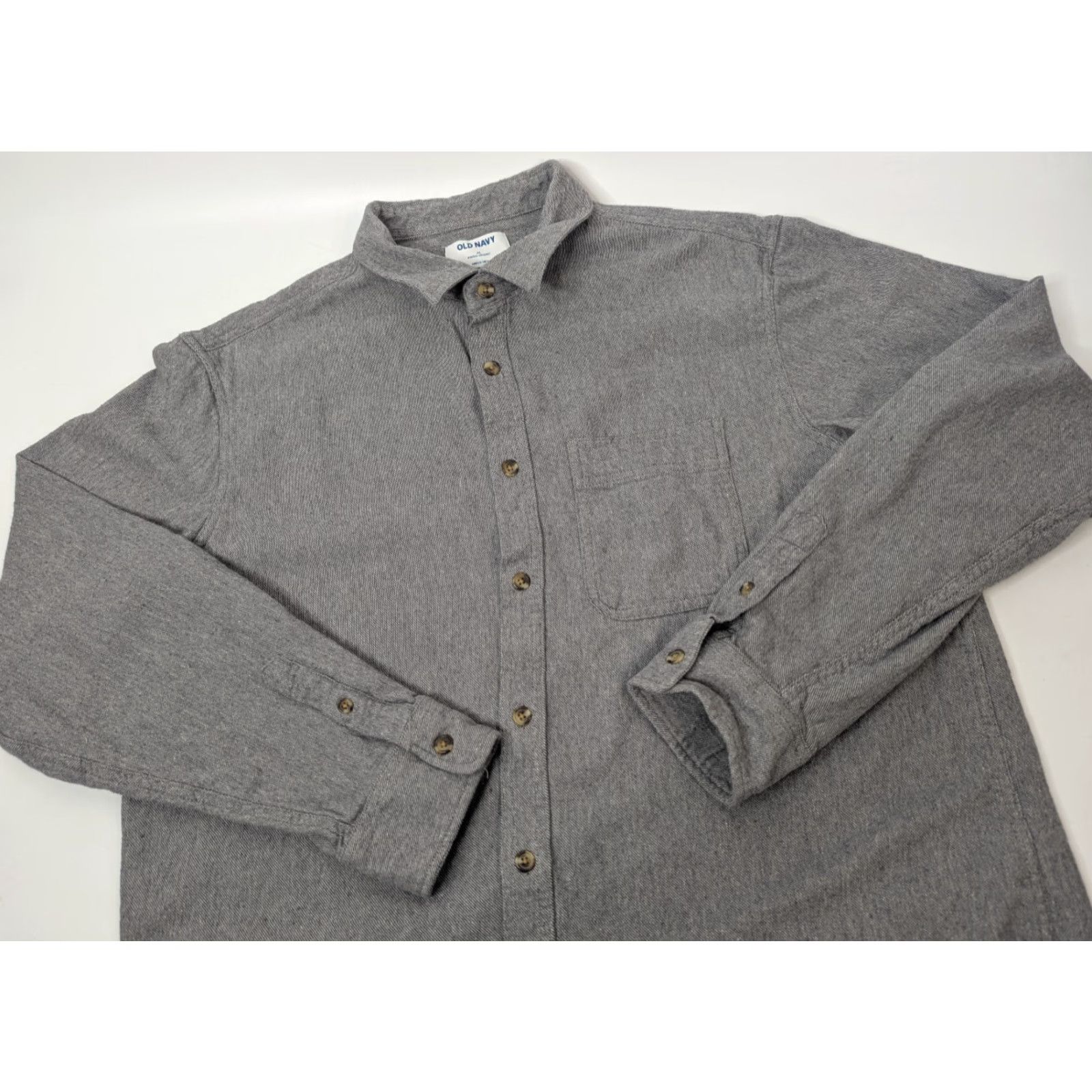 Old Navy Old Navy Button-Up Shirt XL Gray Long Sleeve Flannel Cotton Size US XL / EU 56 / 4 - 2 Thumbnail
