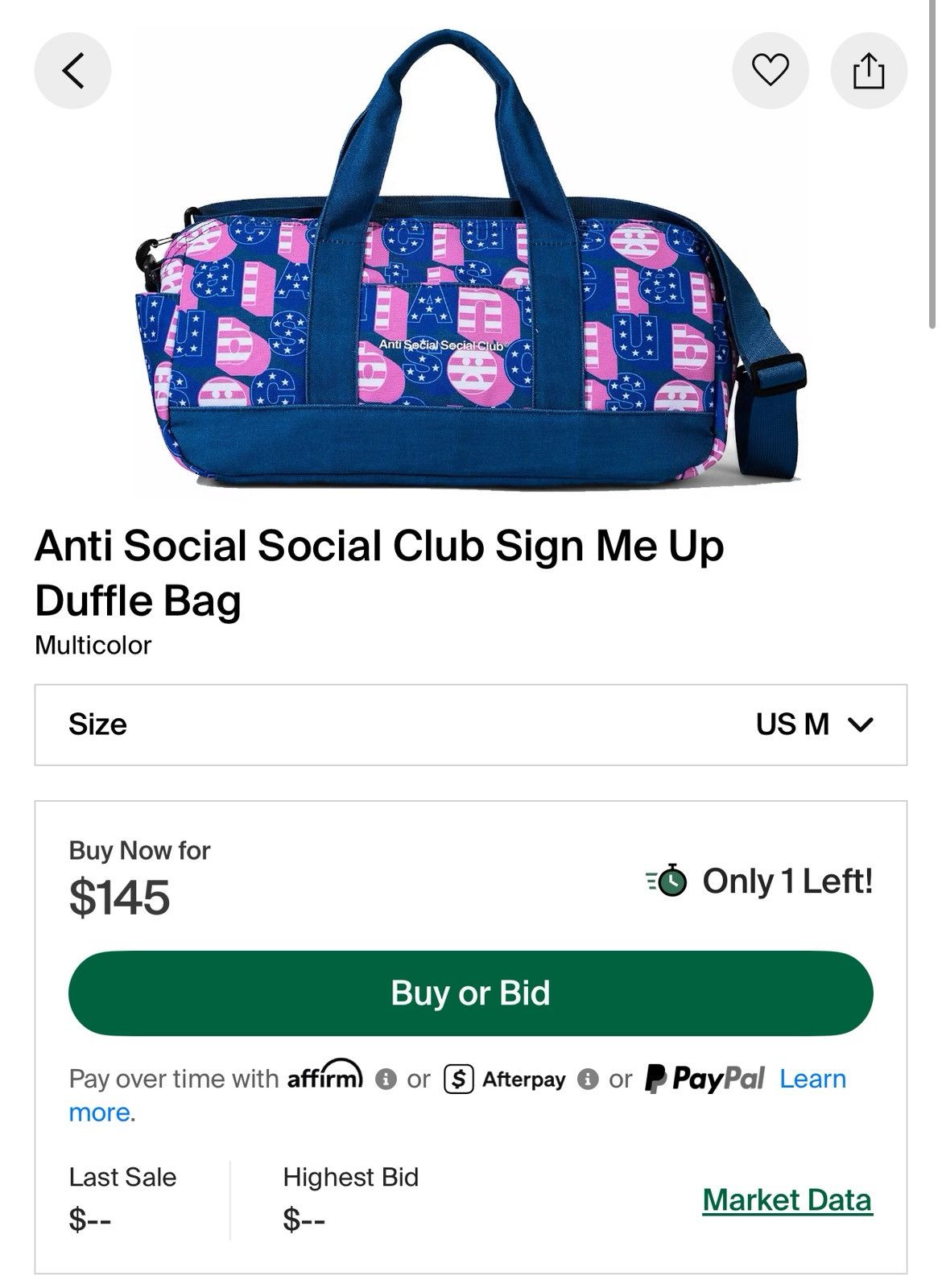 Anti Social Social Club Anti Social Social Club “Sign Me Up” Duffle Bag Size ONE SIZE - 4 Thumbnail