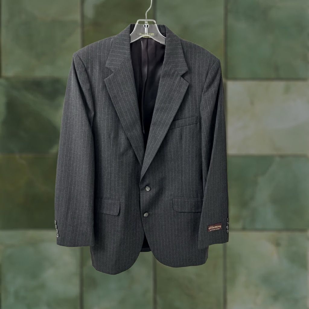 Vintage VINTAGE Brooke & Deane Blazer Mens 40 Gray Pinstripe Wool Jacket Made in USA NWT Blazer Jeans? Size 40R - 1 Thumbnail