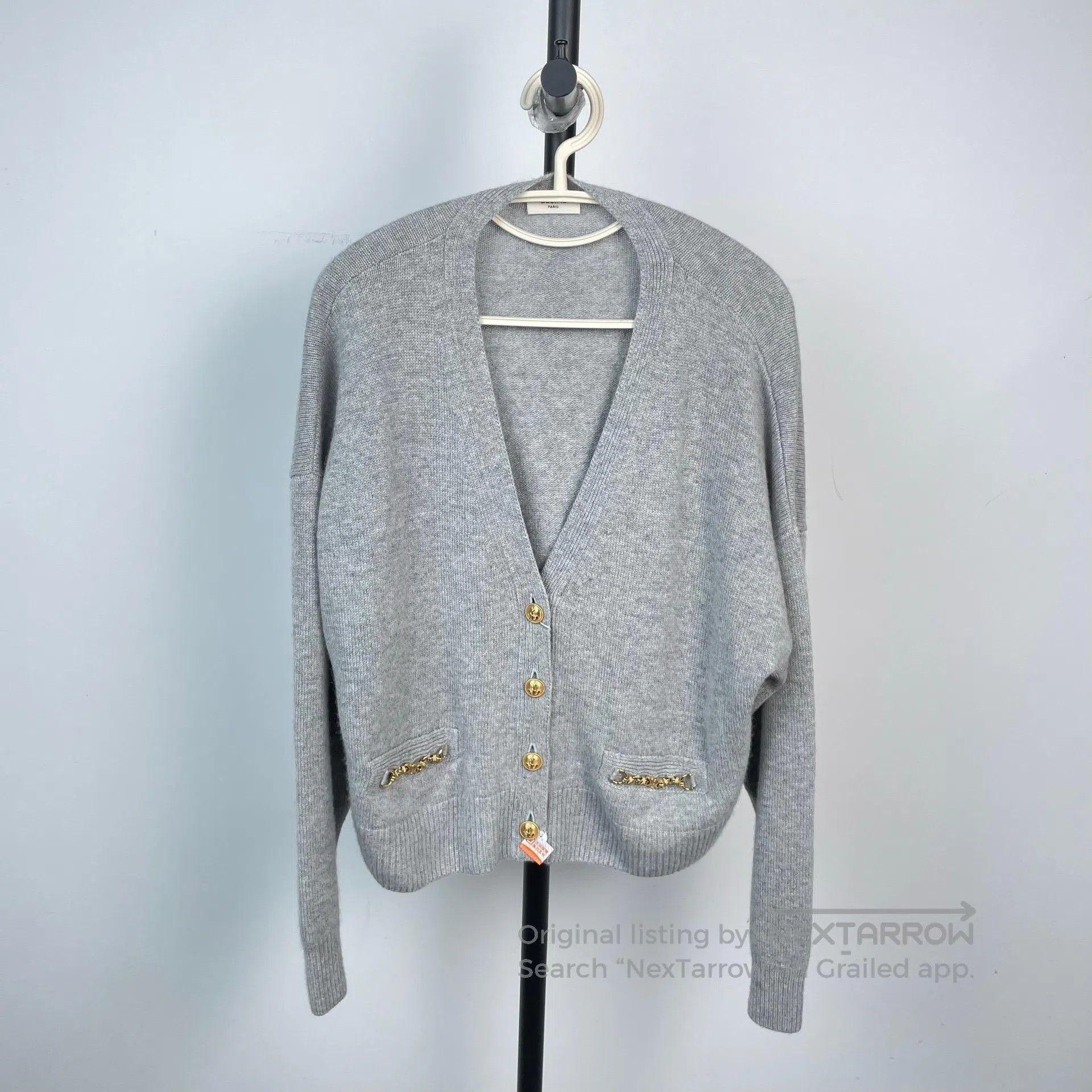 Celine CELINE Gray Triumph Gate Gold Button V-Neck Cardigan Jacke Size S / US 4 / IT 40 - 9 Thumbnail