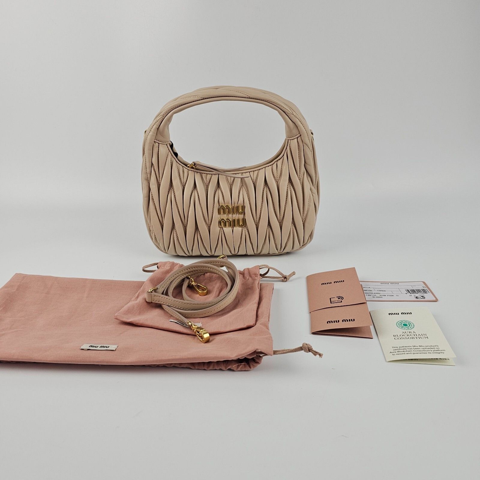 Miu Miu MIU MIU Wander Small $2750 Powder Pink Nappa Leather Hobo Ba Size ONE SIZE - 2 Thumbnail