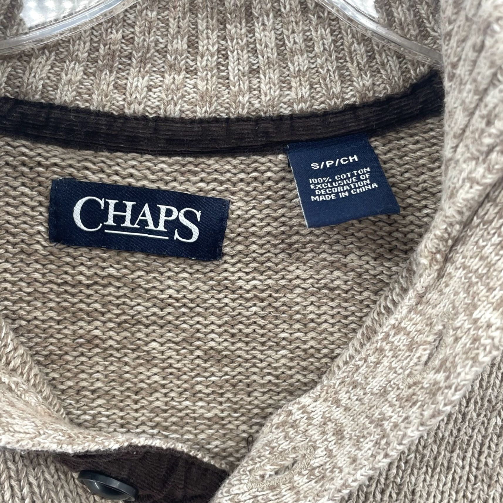 Chaps Chaps Henley Sweater Men's Small Beige Elbow Patch Fisherman Grandpa Preppy Golf Size US S / EU 44-46 / 1 - 3 Thumbnail