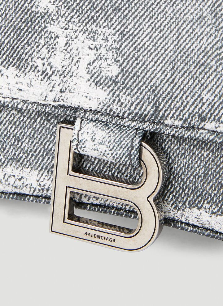 Balenciaga o1mt1gz1124 Size: OS / Hourglass Small Handbag Denim Print Size ONE SIZE - 5 Thumbnail