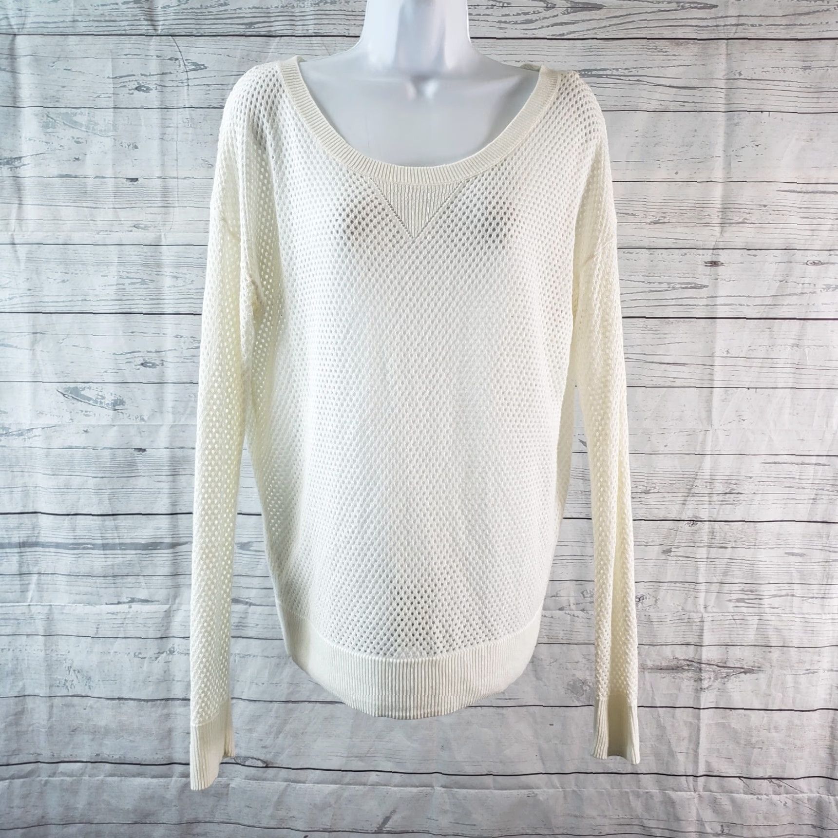 Vintage Lorna Jane Womens Open Knit Sweater Sz Medium White Long Sleeve Size M / US 6-8 / IT 42-44 - 2 Thumbnail