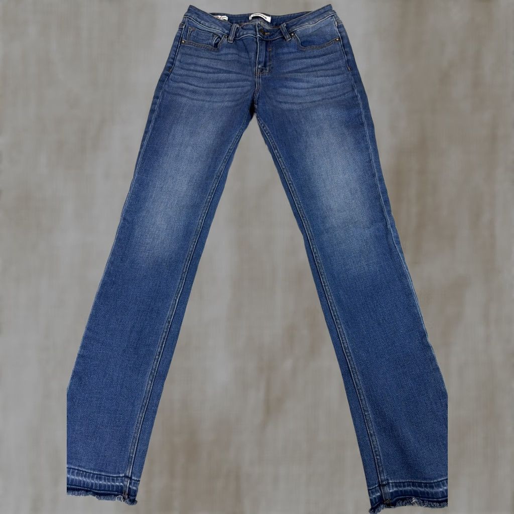 Vintage VIGOSS Jeans Women 28 Blue Denim Medium Wash Marley Straight Raw Hem Size 28" / US 6 / IT 42 - 1 Thumbnail