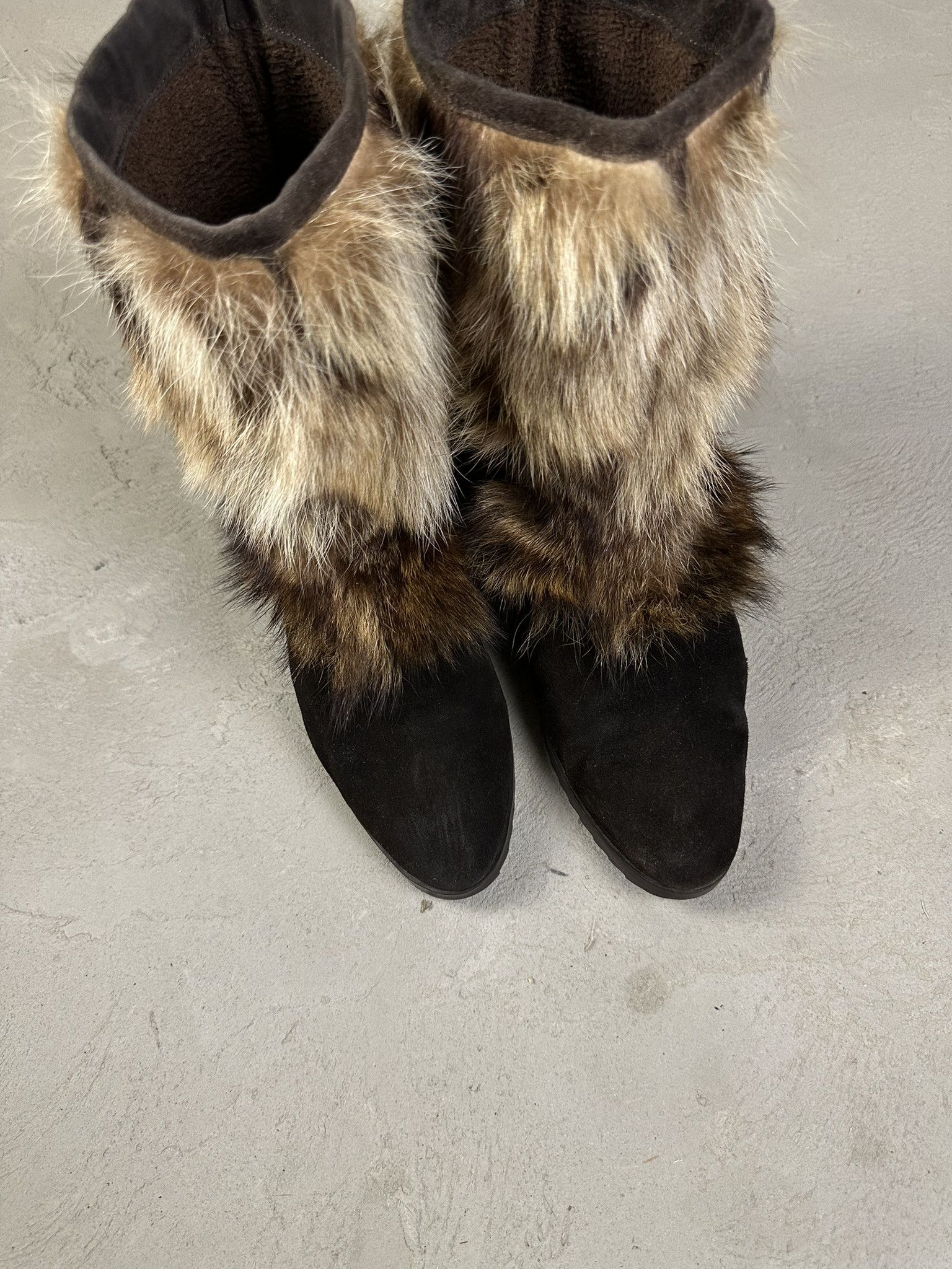 Japanese Brand Vintage Y2k Real Fur Suede Leather Boots Size US 7.5 / IT 37.5 - 5 Thumbnail