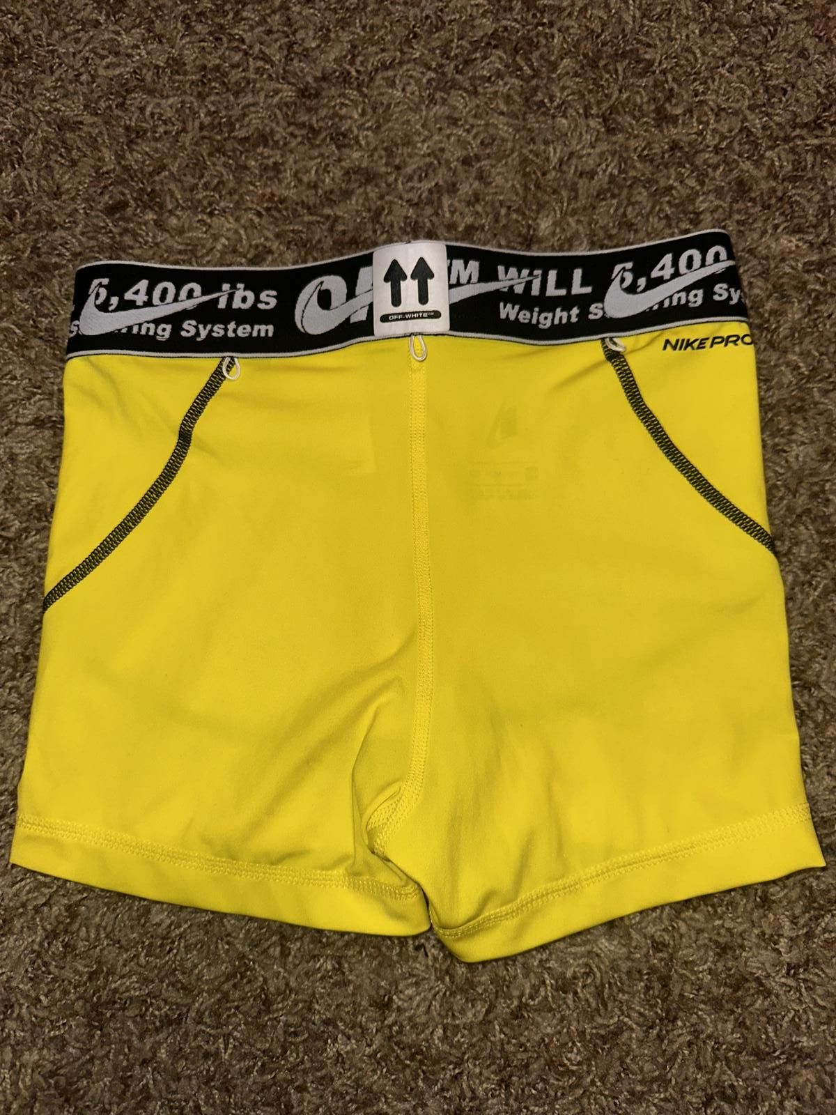 Nike OFF-WHITE x Nike Women's Training Shorts Opti Yellow Size 25" / US 0 / IT 36 - 8 Thumbnail