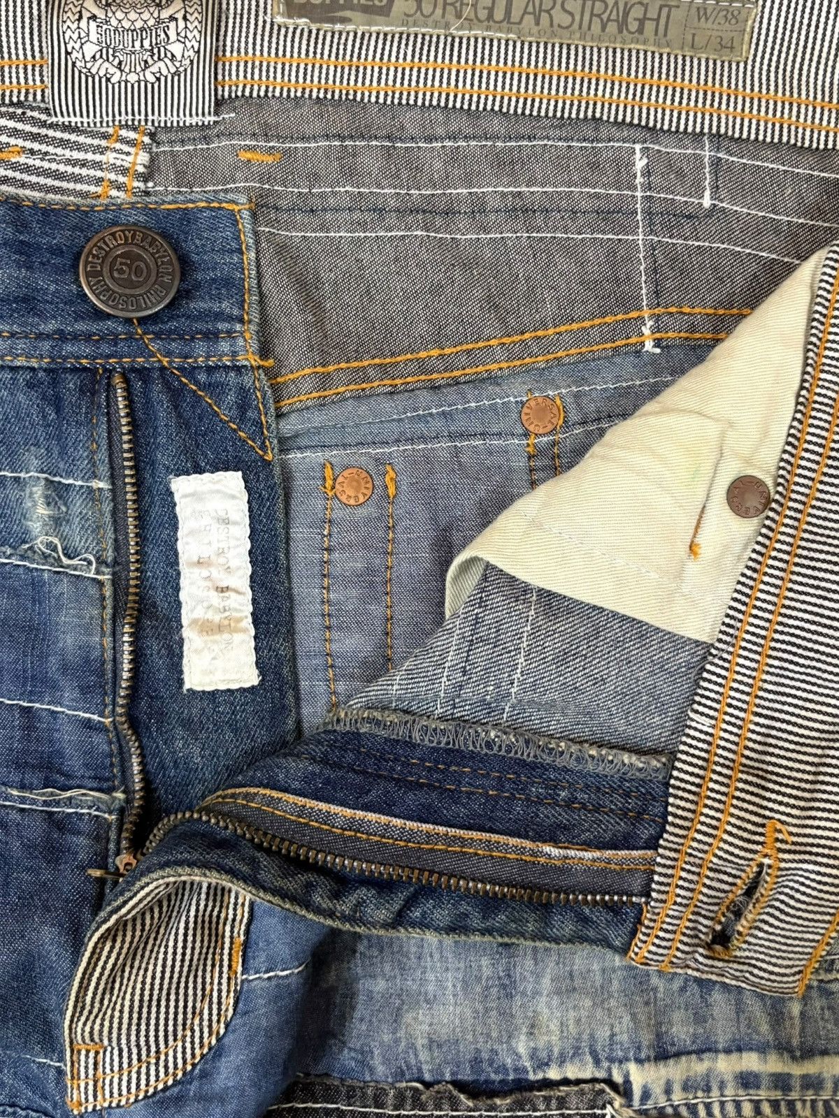 Japanese Brand Vintage Japanese Brand Patched Hagi Loose Baggy Jeans Size US 40 / EU 56 - 9 Thumbnail