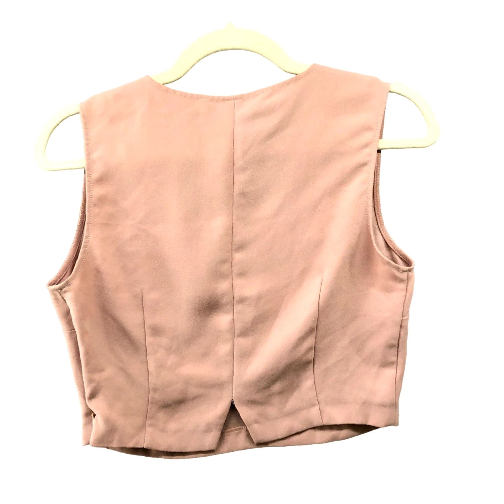 Zara Zara Blouse Shirt Womens S Crop Top V-Neck Sleeveless Tan Beige Zip Cropped Lightweight Casual 90s? Size S / US 4 / IT 40 - 2 Thumbnail