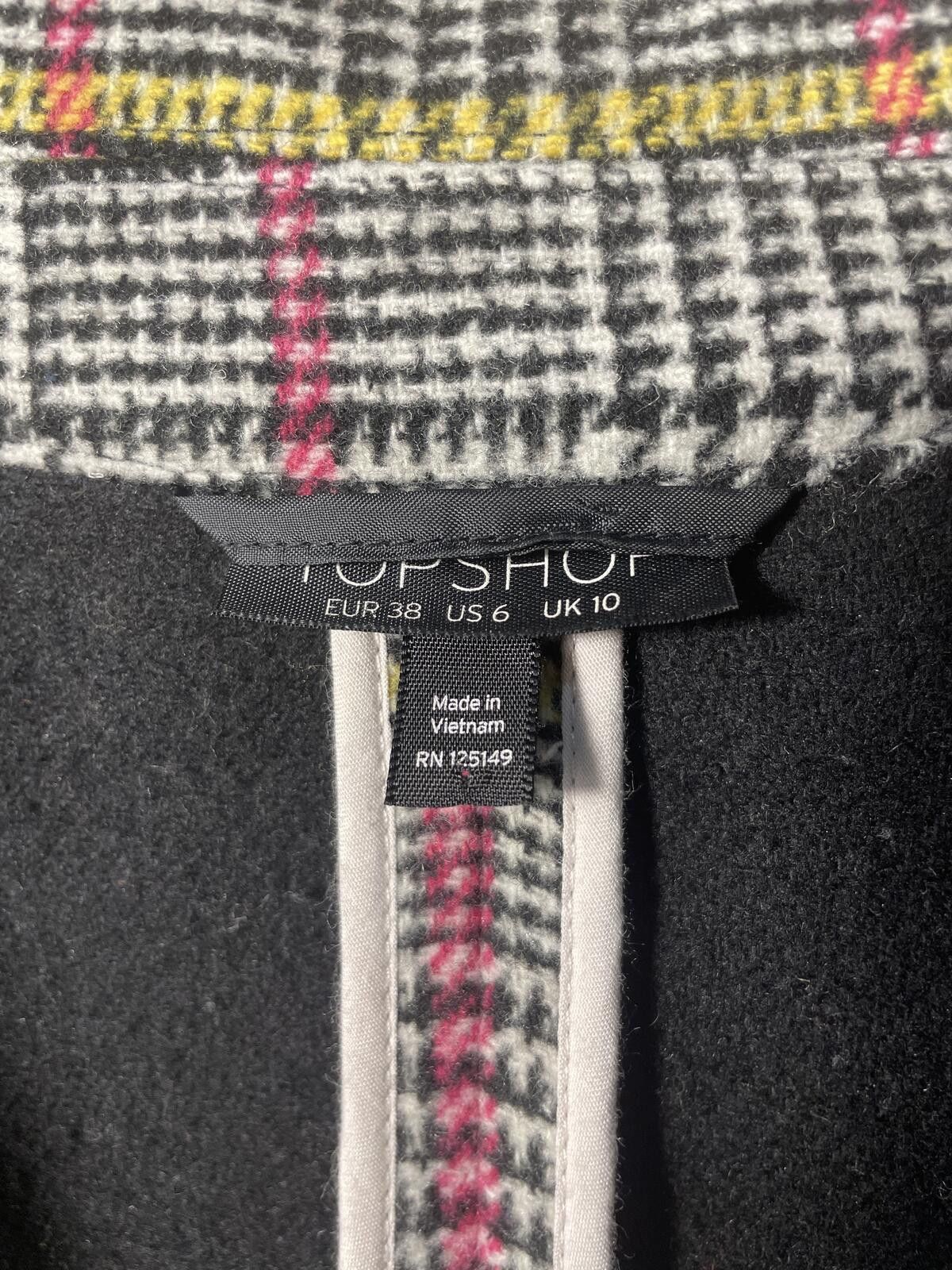 Other Top Shop Plaid Pattern Long Coat Button Women's 6 Wool Plaid Size M / US 6-8 / IT 42-44 - 2 Thumbnail