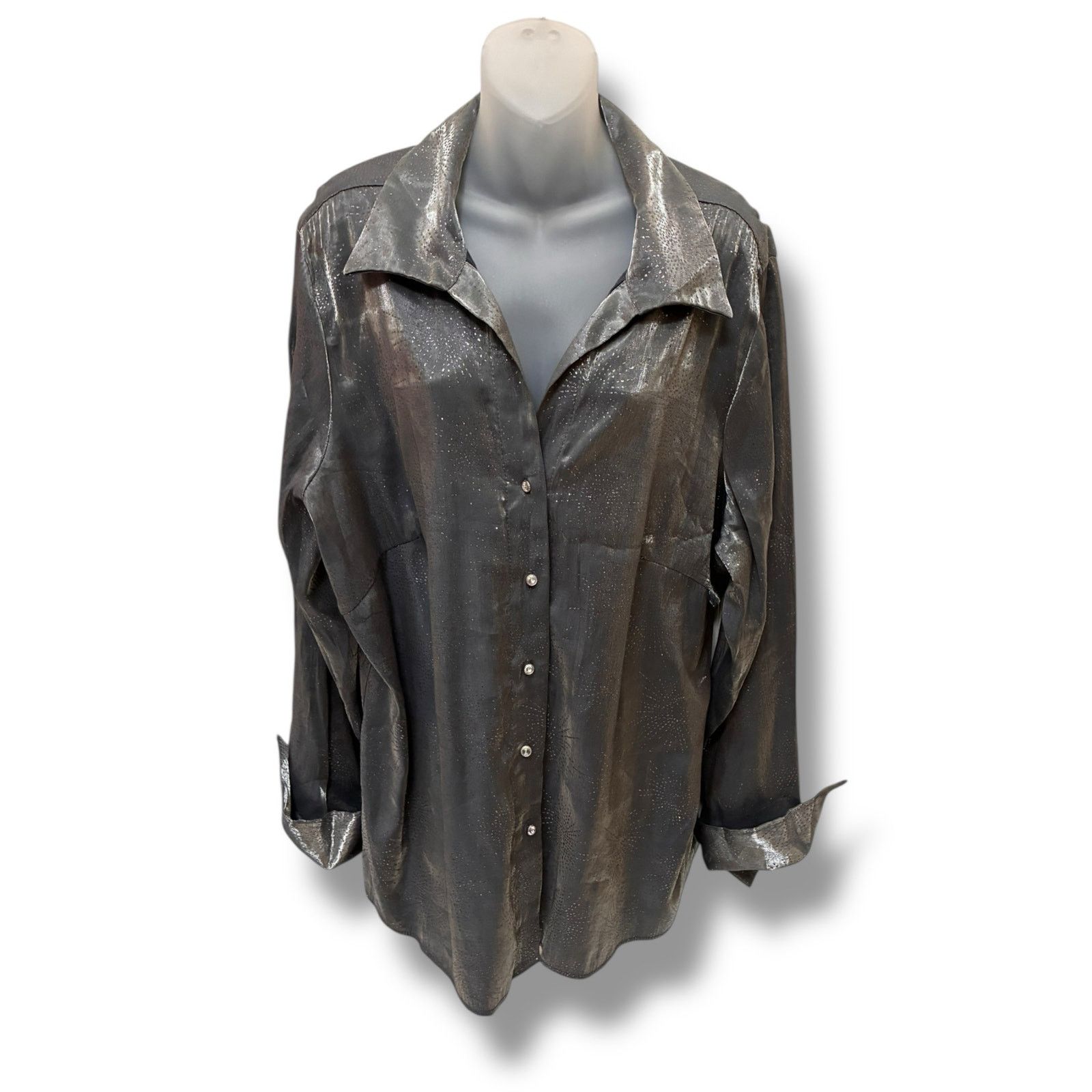 Other Ashley Stewart rhinestone metallic button down blouse Size 3XL / US 20-22 - 3 Thumbnail