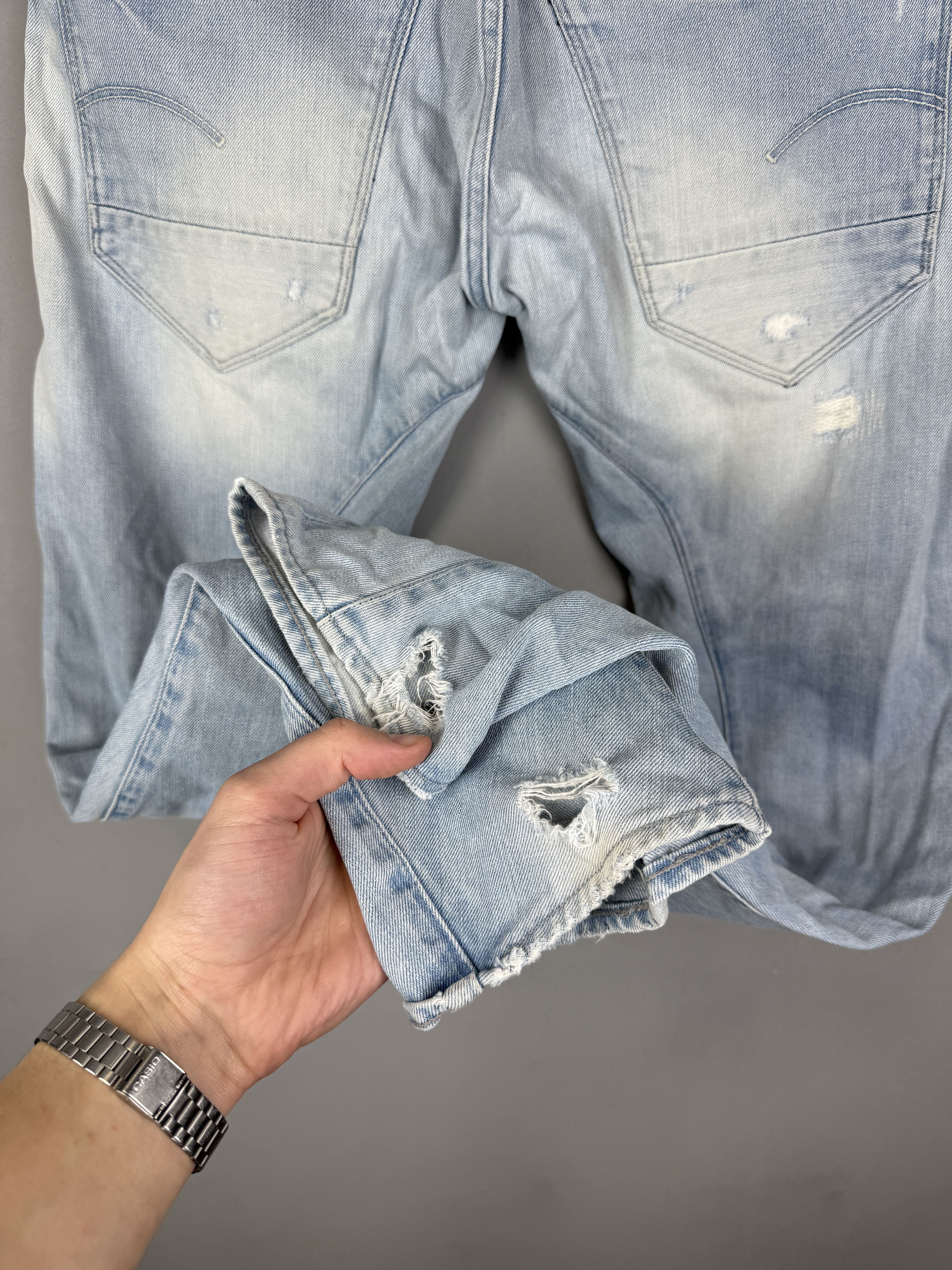 G-Star G-Star Raw Denim Jeans Arc Zip 3D Slim Blue Distressed Denim Size US 34 / EU 50 - 14 Thumbnail