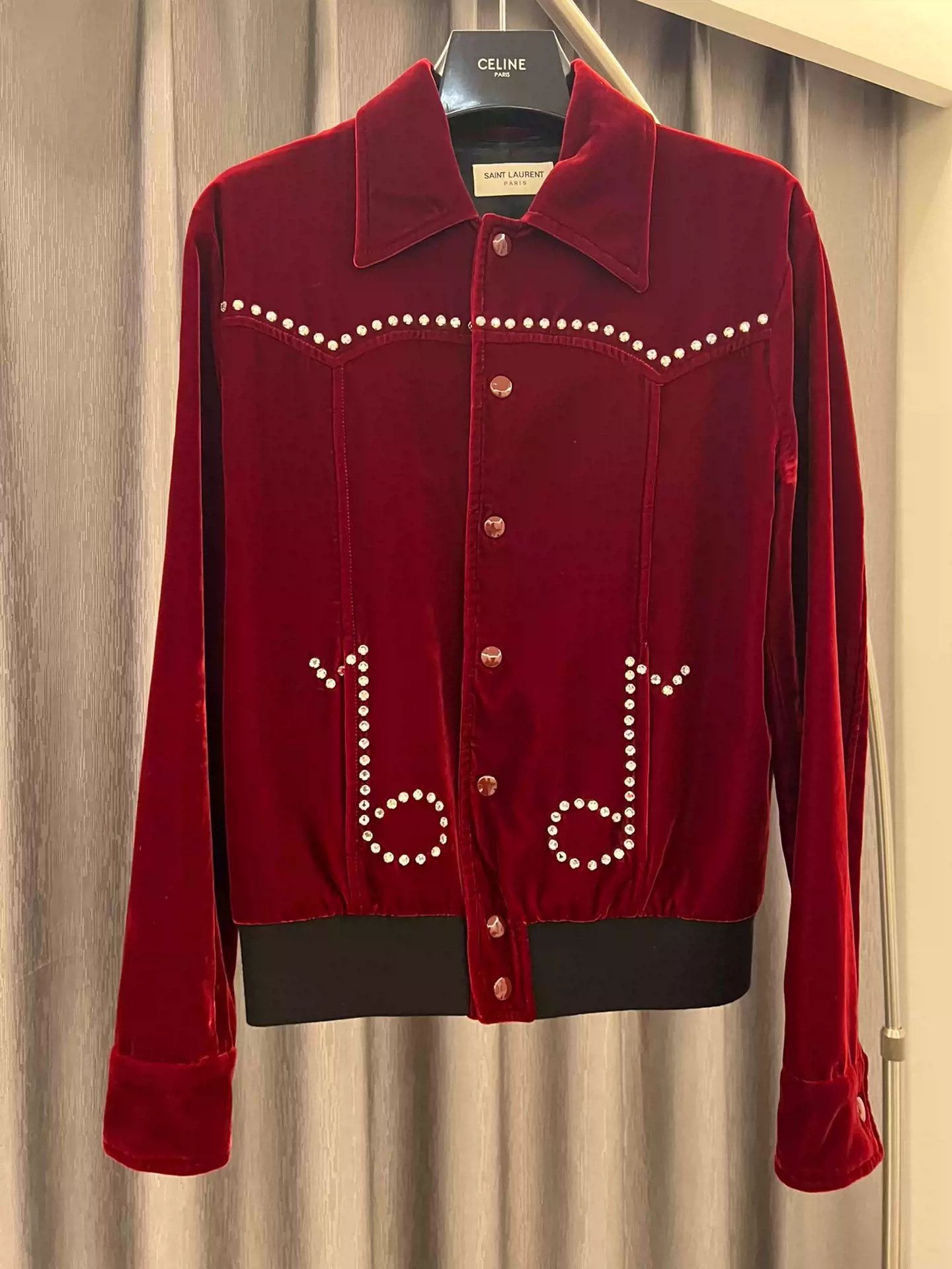 Saint Laurent slp16fw Red velvet note jacket-2505