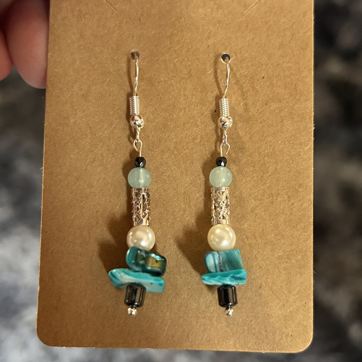 Handmade Handcrafted elegant genuine abalone shell vintage earrings Size ONE SIZE - 2 Thumbnail