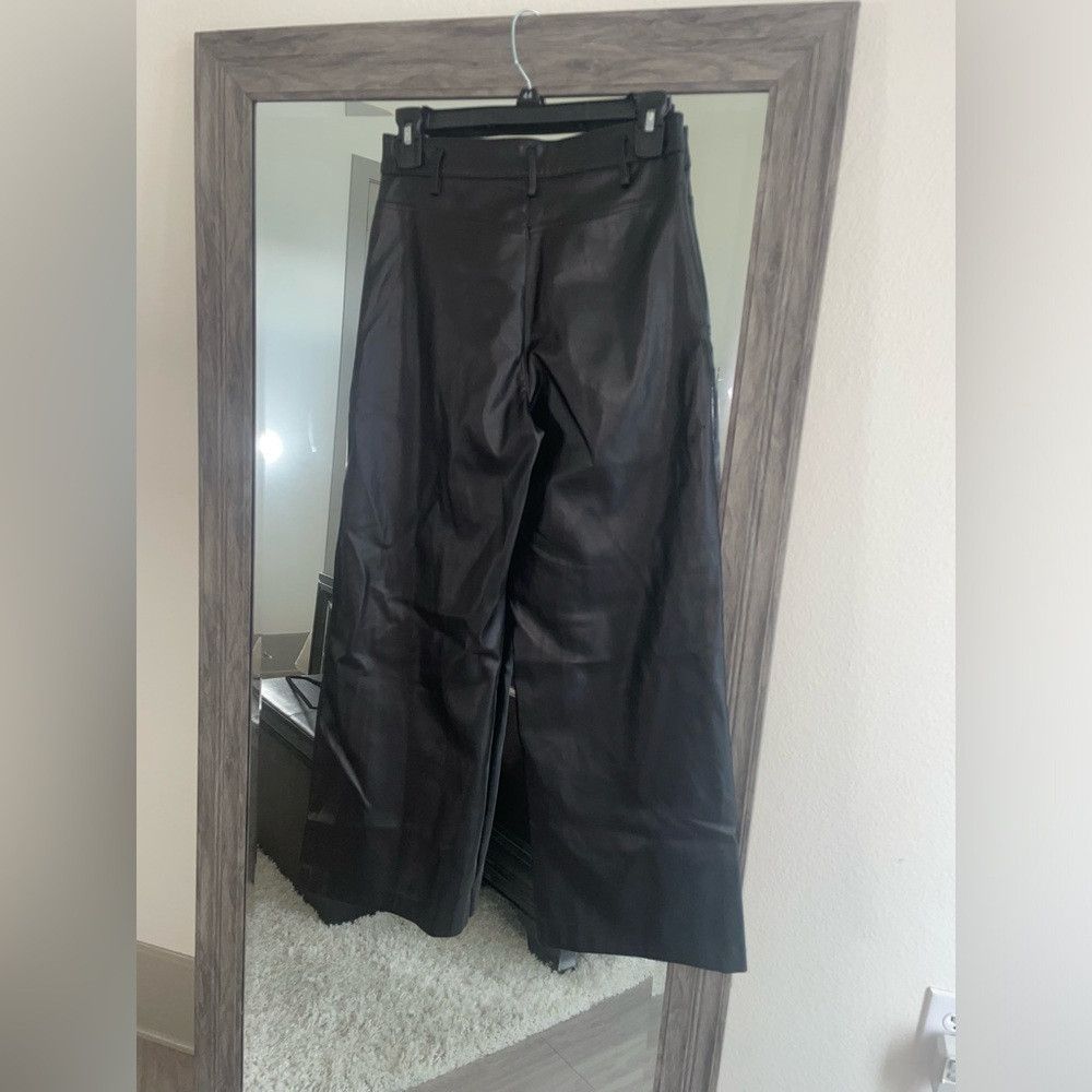Zara Zara high waisted faux leather ZW marine straight pants Size 24" / US 00 / IT 34 - 4 Thumbnail