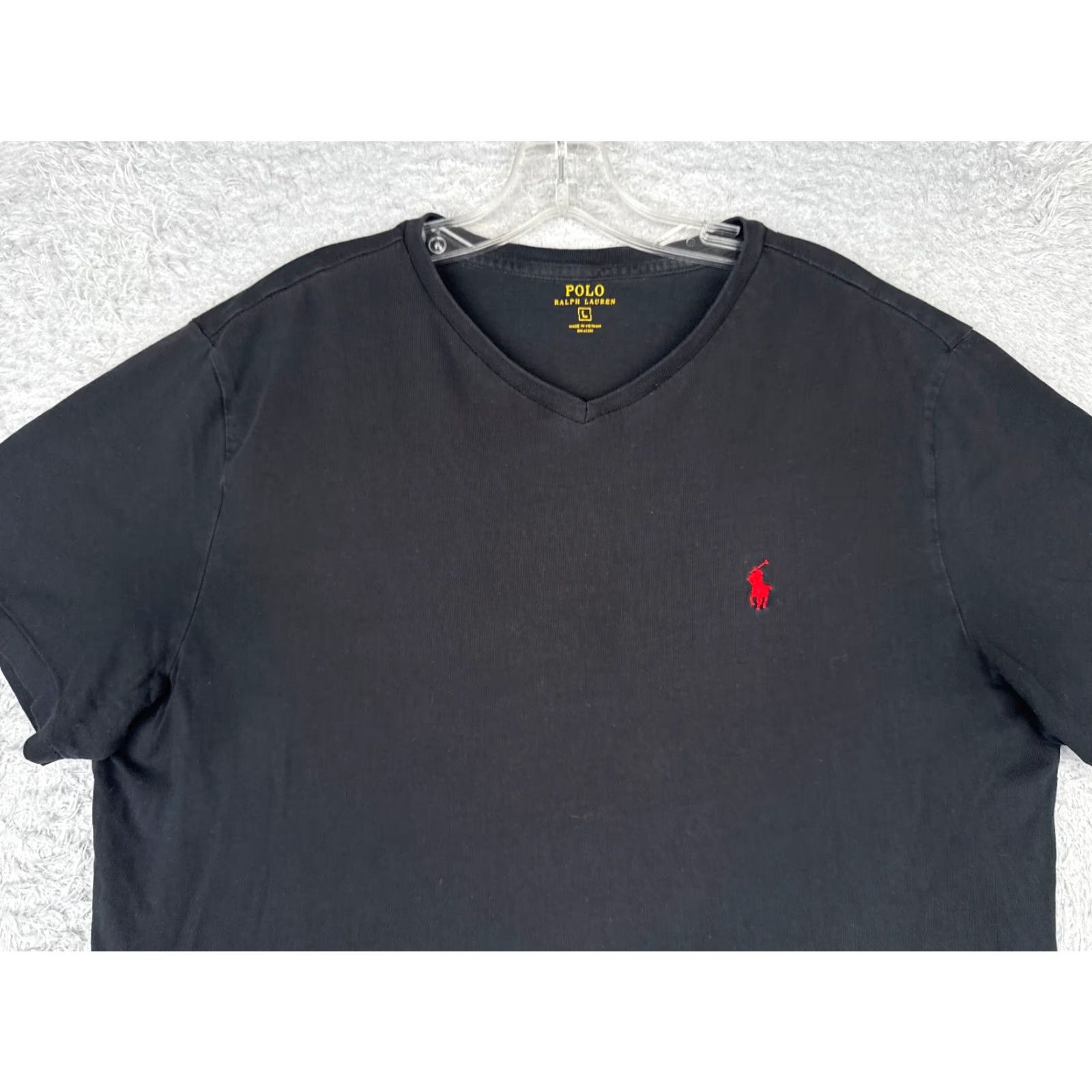 Ralph Lauren VINTAGE Polo Ralph Lauren Shirt Adult Large Black V-Neck 100% Cotton Short Sleeve READ Size US L / EU 52-54 / 3 - 4 Thumbnail