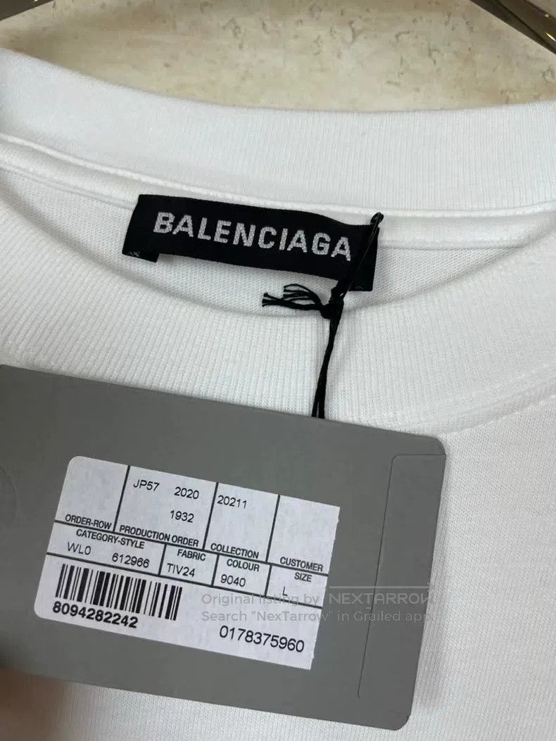 Balenciaga Balenciaga White Crew Print Short Sleeve Size US M / EU 48-50 / 2 - 7 Thumbnail