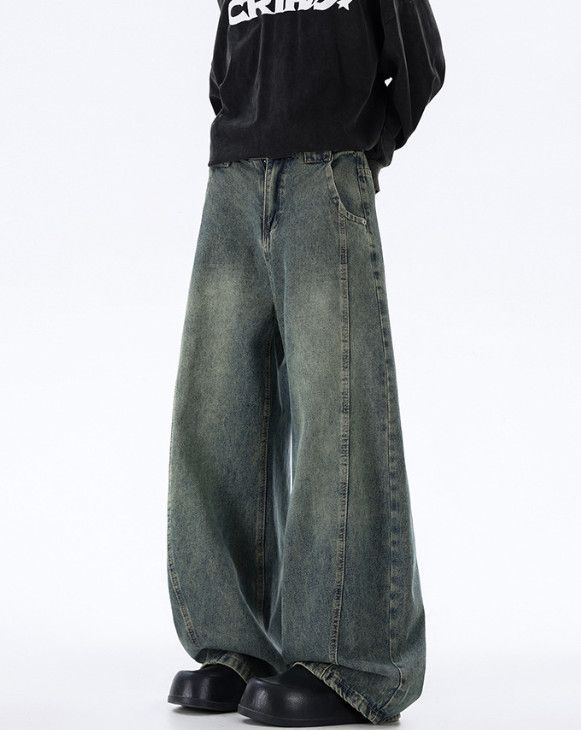 Japanese Brand Men's Japanese retro distressed patchwork straight leg jeans Size US 32 / EU 48 - 1 Thumbnail