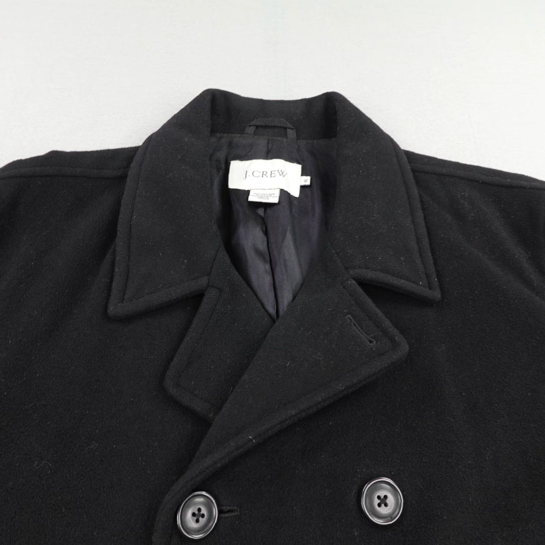 J.Crew VINTAGE J.CREW Mens XL Pea Coat Wool Blend Double Breasted Winter Lined Black Outer Shell Clothing Size US XL / EU 56 / 4 - 2 Thumbnail