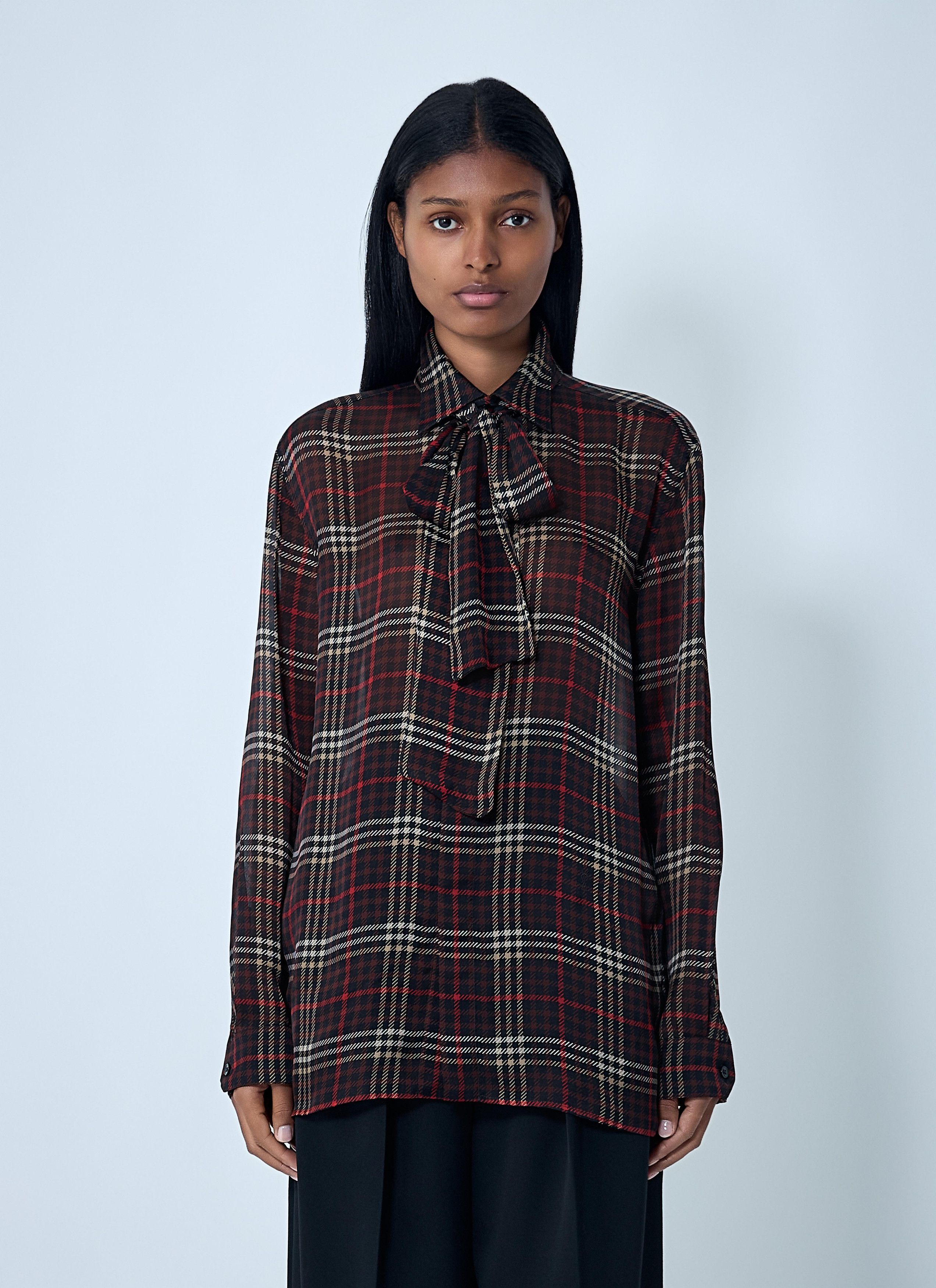 Saint Laurent Paris Tartant Silk Cassandre Shirt Size S / US 4 / IT 40 - 1 Thumbnail