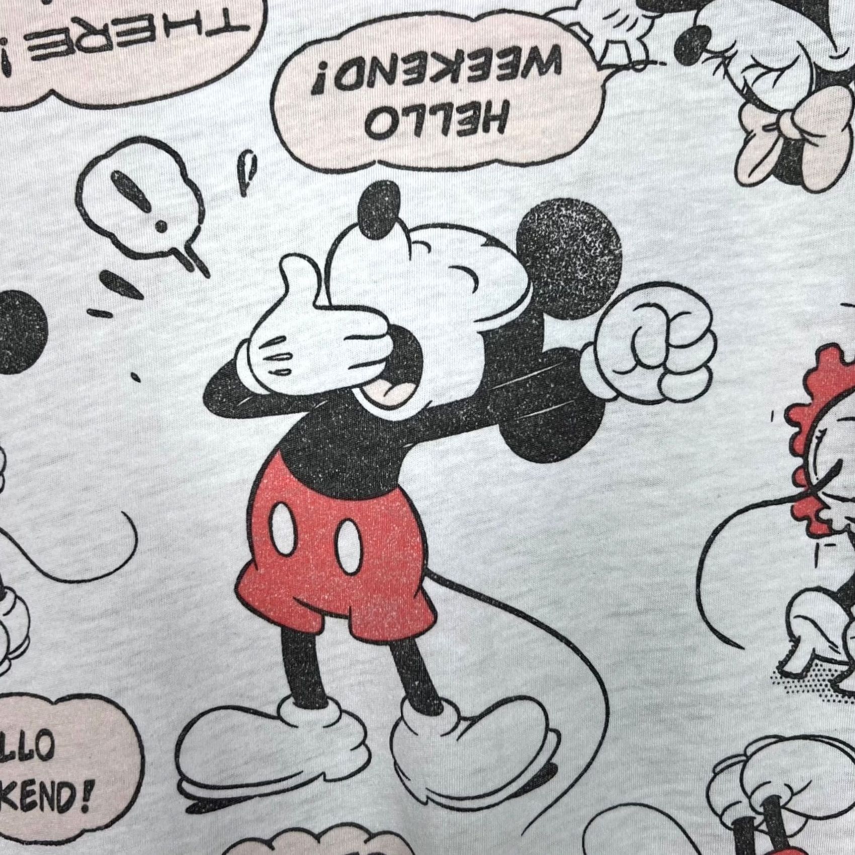 Disney Disney Sleep Shirt Womens S-M Mickey Minnie Mouse Hello Weekend Sleepwear Gray Cotton Polyester Knit Crew Neck Short Sleeve Pullover Lounge Shirt Size S / US 4 / IT 40 - 6 Thumbnail
