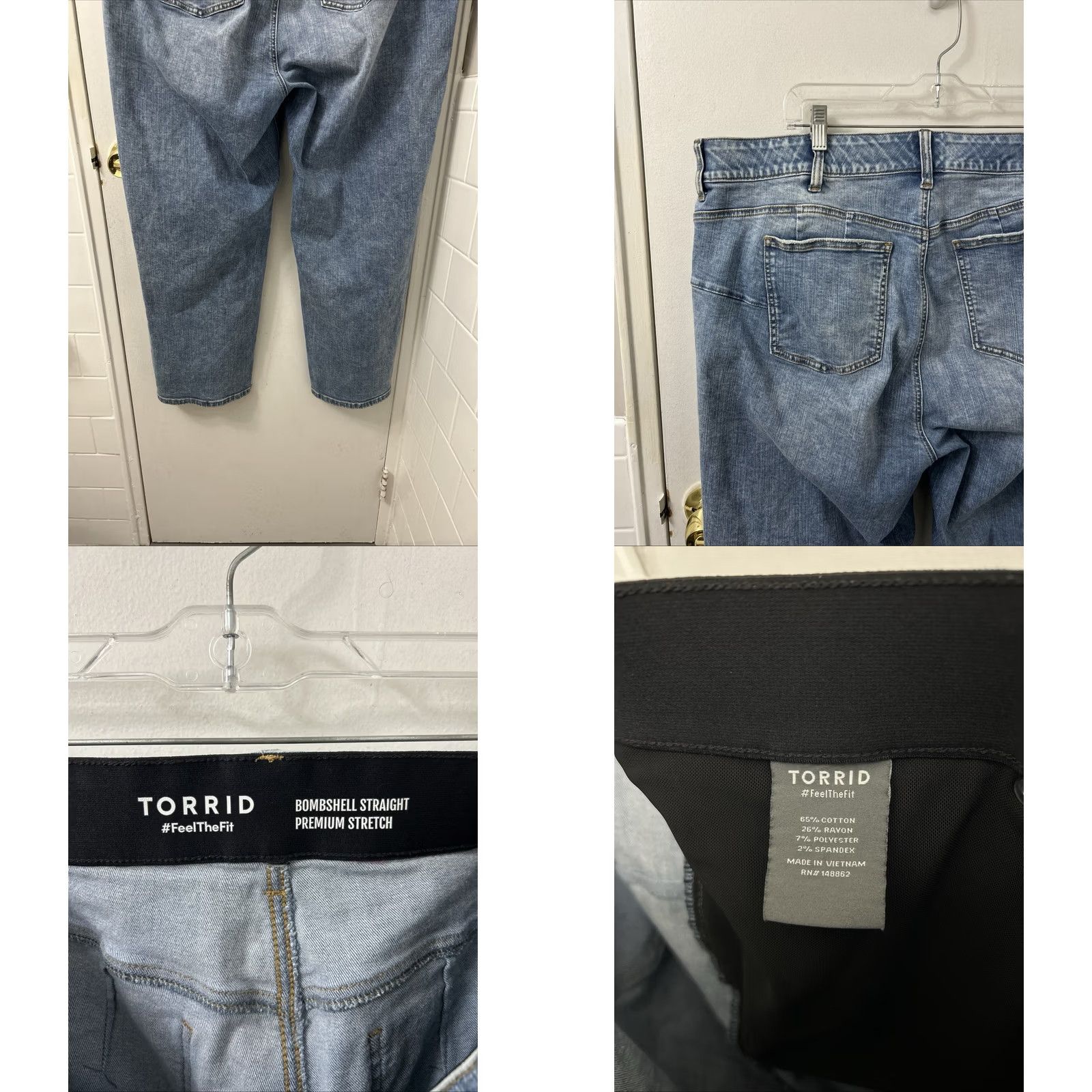 Torrid Torrid Bombshell Straight Jeans Womens 42x27 Medium Wash Premium Stretch Denim Size 28" / US 6 / IT 42 - 8 Thumbnail
