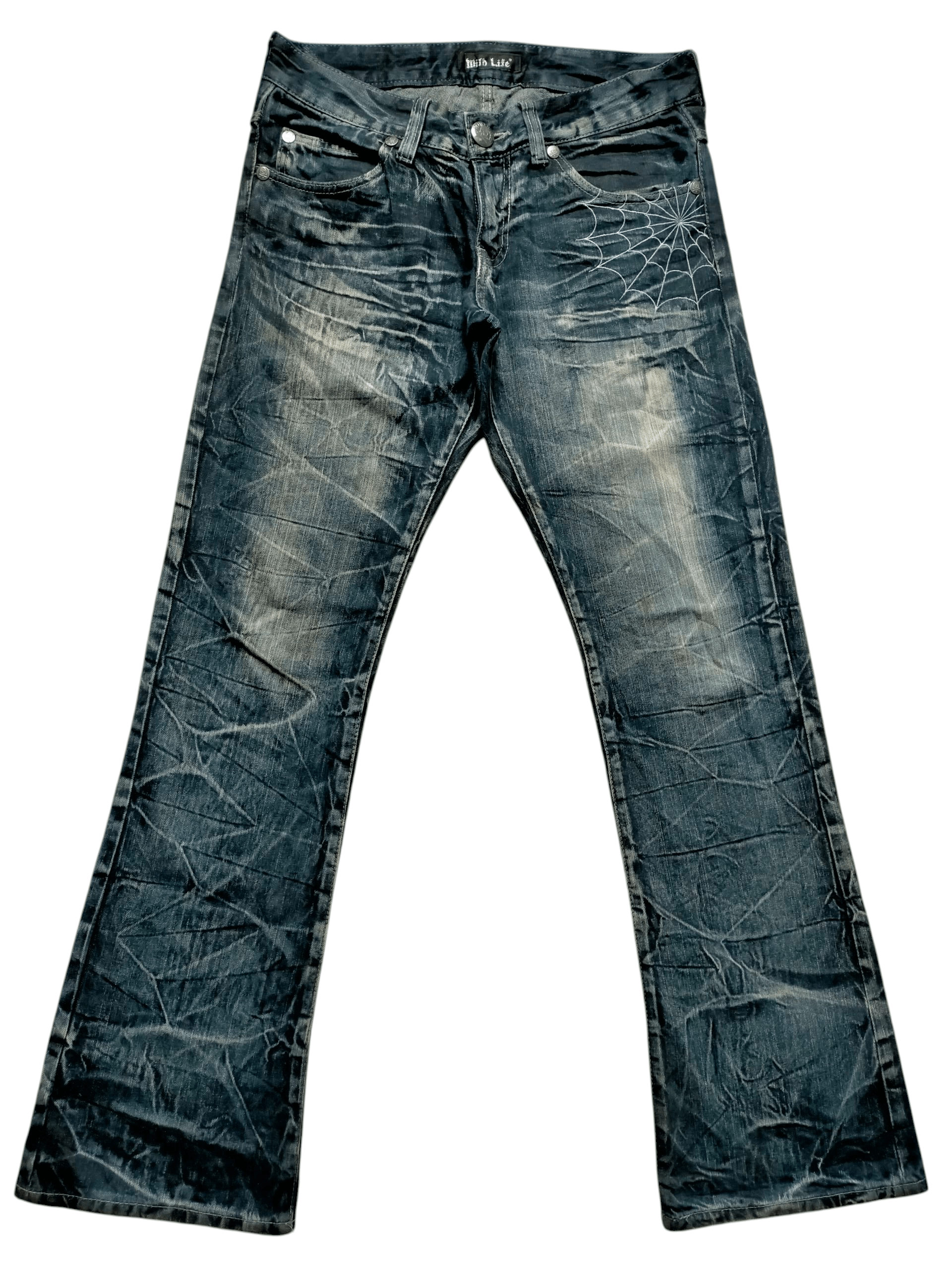 If Six Was Nine Flare Jeans Wild Life Embroidered Spider Boot cut denim Size US 33 - 1 Thumbnail