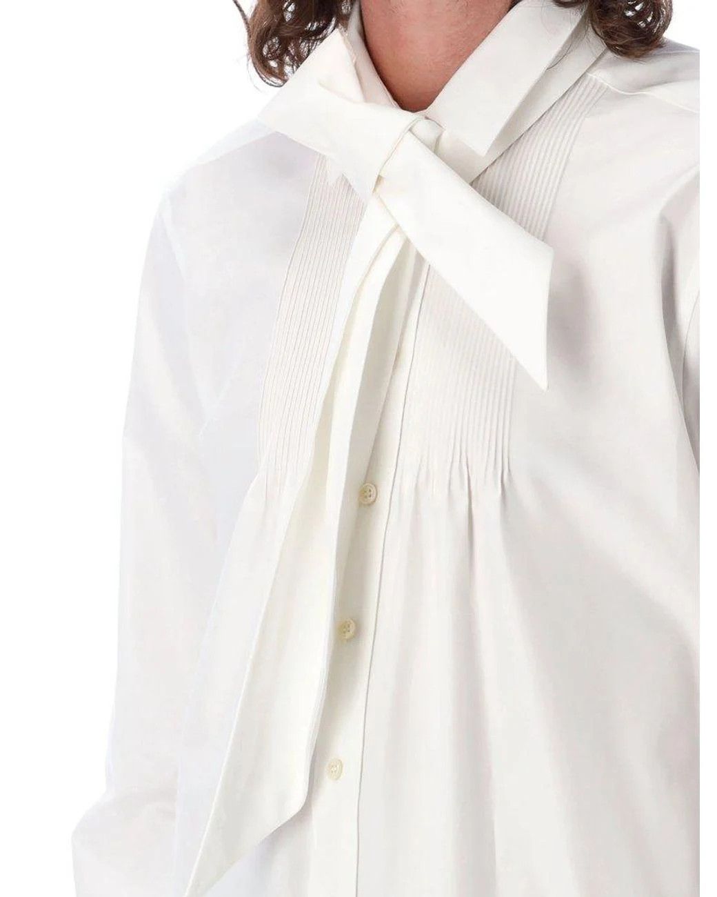 Saint Laurent Paris FW23' Saint Laurent Lavalliere-neck blouse in cotton poplin Size US M / EU 48-50 / 2 - 3 Thumbnail