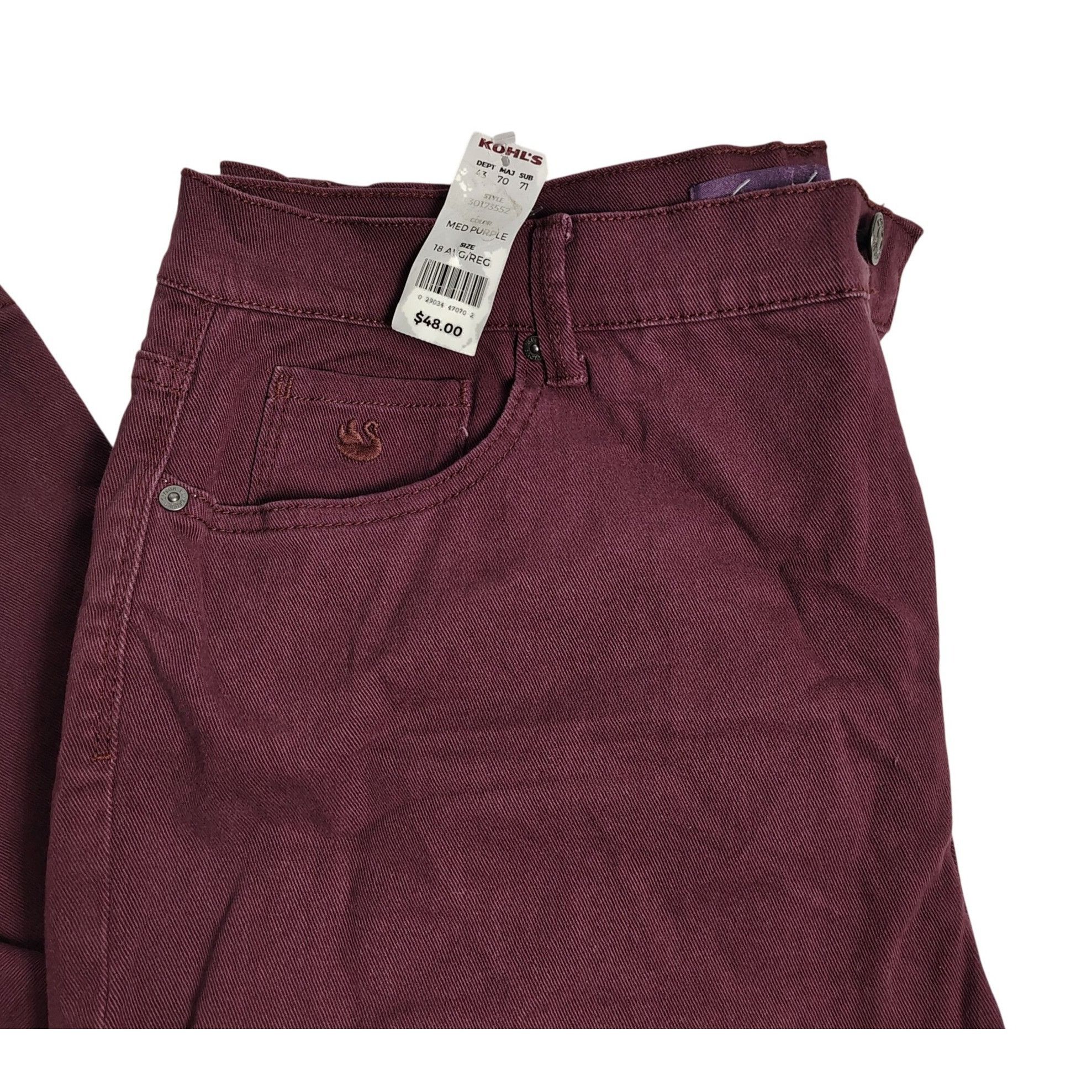 Gloria Vanderbilt Gloria Vanderbilt Womens 18 Burgundy Cotton Blend High Rise Size 40" / US 18 - 5 Thumbnail