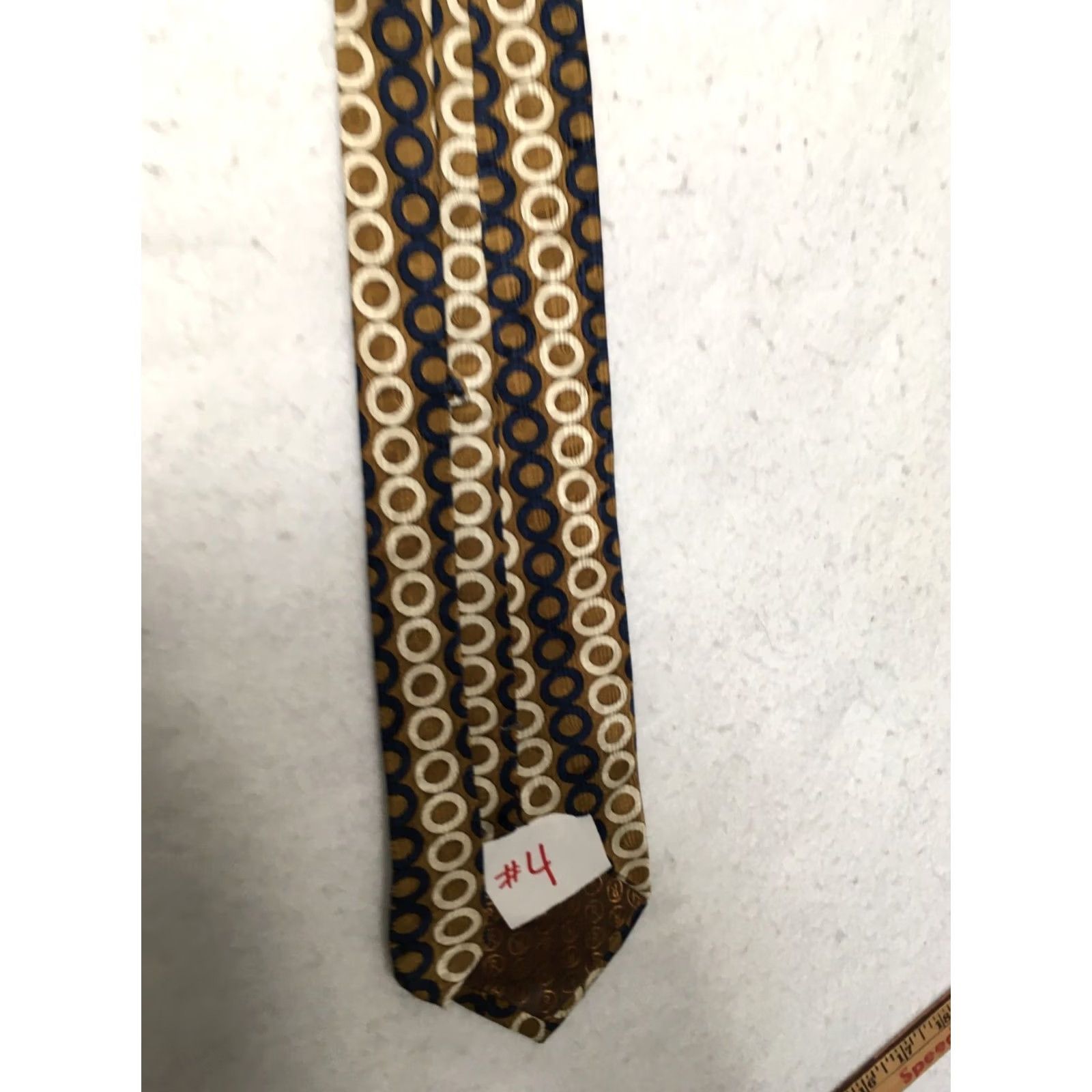 Vintage Chereskin Geometric Blue Gold Abstract Neck Tie Men Geometric Pattern Tie Chereskin Brand / Blue / Necktie / Adult / Men Size ONE SIZE - 4 Thumbnail