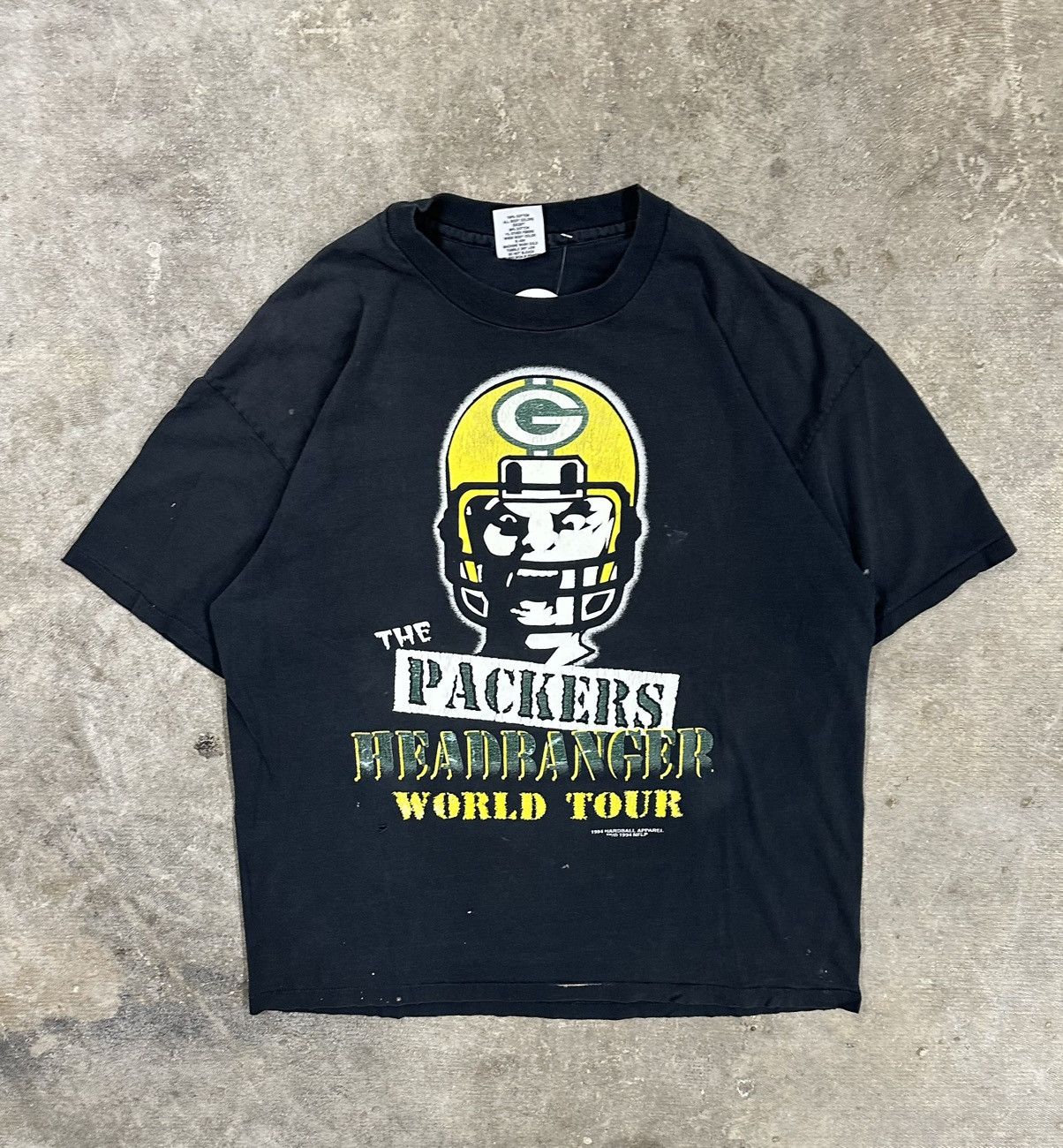 Vintage Vintage 90s Green Bay Packers Headbangers Tour T-Shirt Size US XL / EU 56 / 4 - 1 Thumbnail