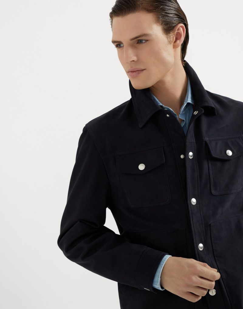 Brunello Cucinelli o1w1db10226 Leather Jacket in Navy Blue Size US S / EU 44-46 / 1 - 4 Thumbnail