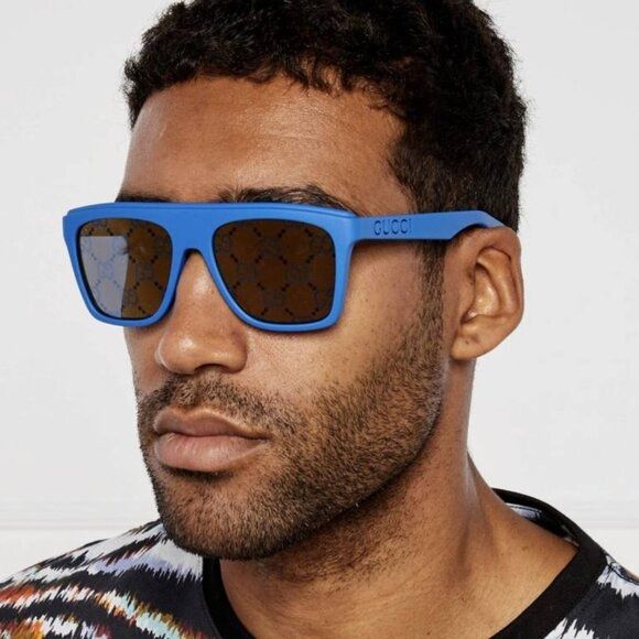 Gucci 🕶️ New Gucci GG1570S 004 Sunglasses - Matte Blue Frame Size ONE SIZE - 2 Thumbnail