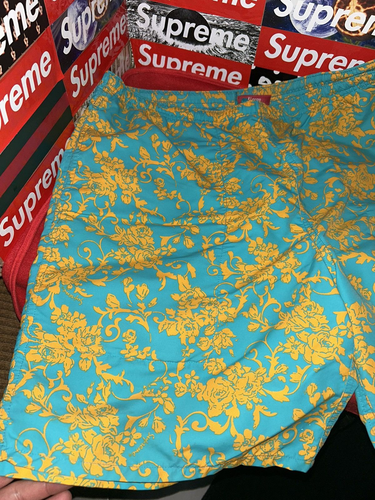 Supreme Supreme Nylon Water Shorts Teal Floral SS20 size XL NEW Size US 36 / EU 52 - 2 Thumbnail