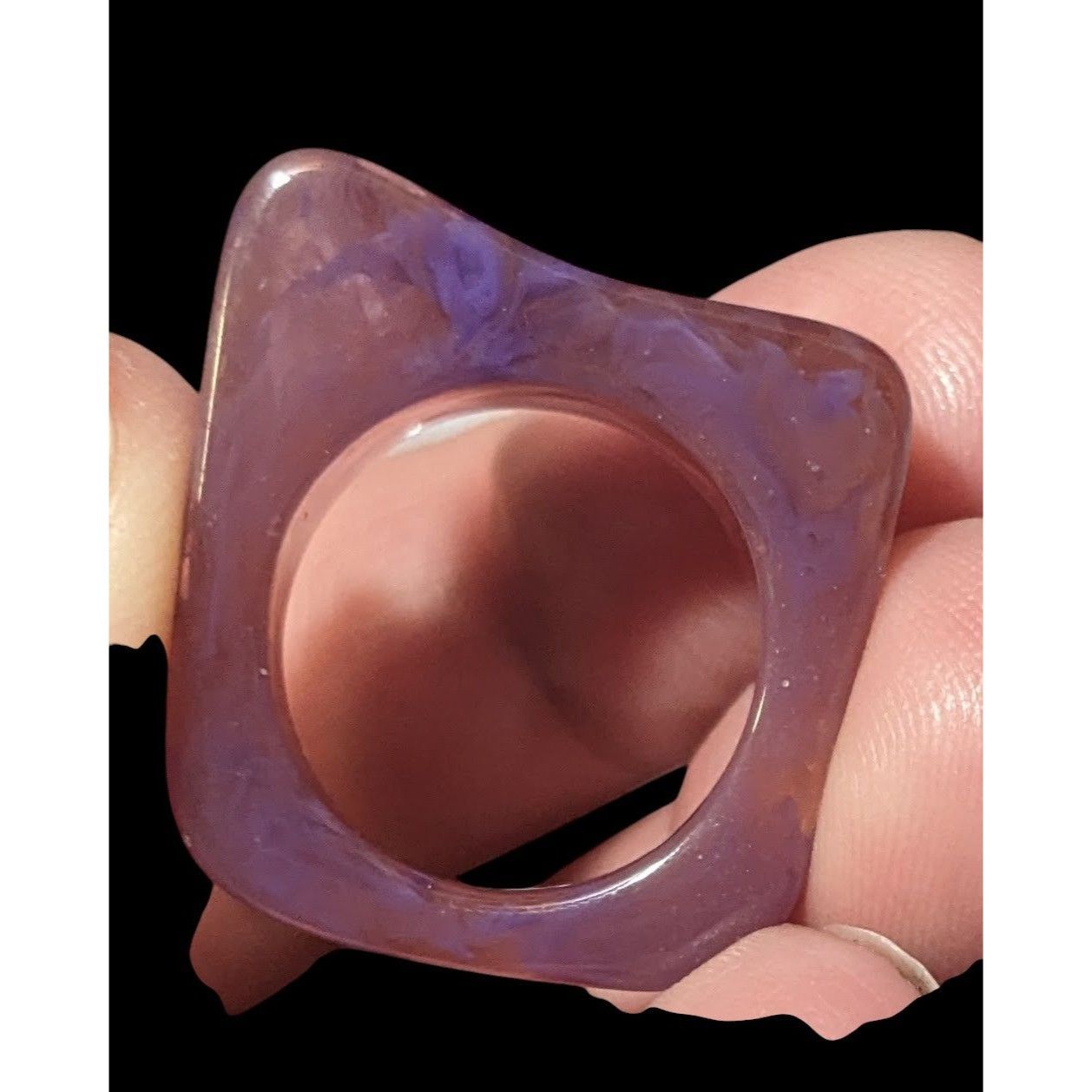 Other Chunky Abstract Pink And Purple Swirl Retro Statement Ring S Size ONE SIZE - 7 Thumbnail