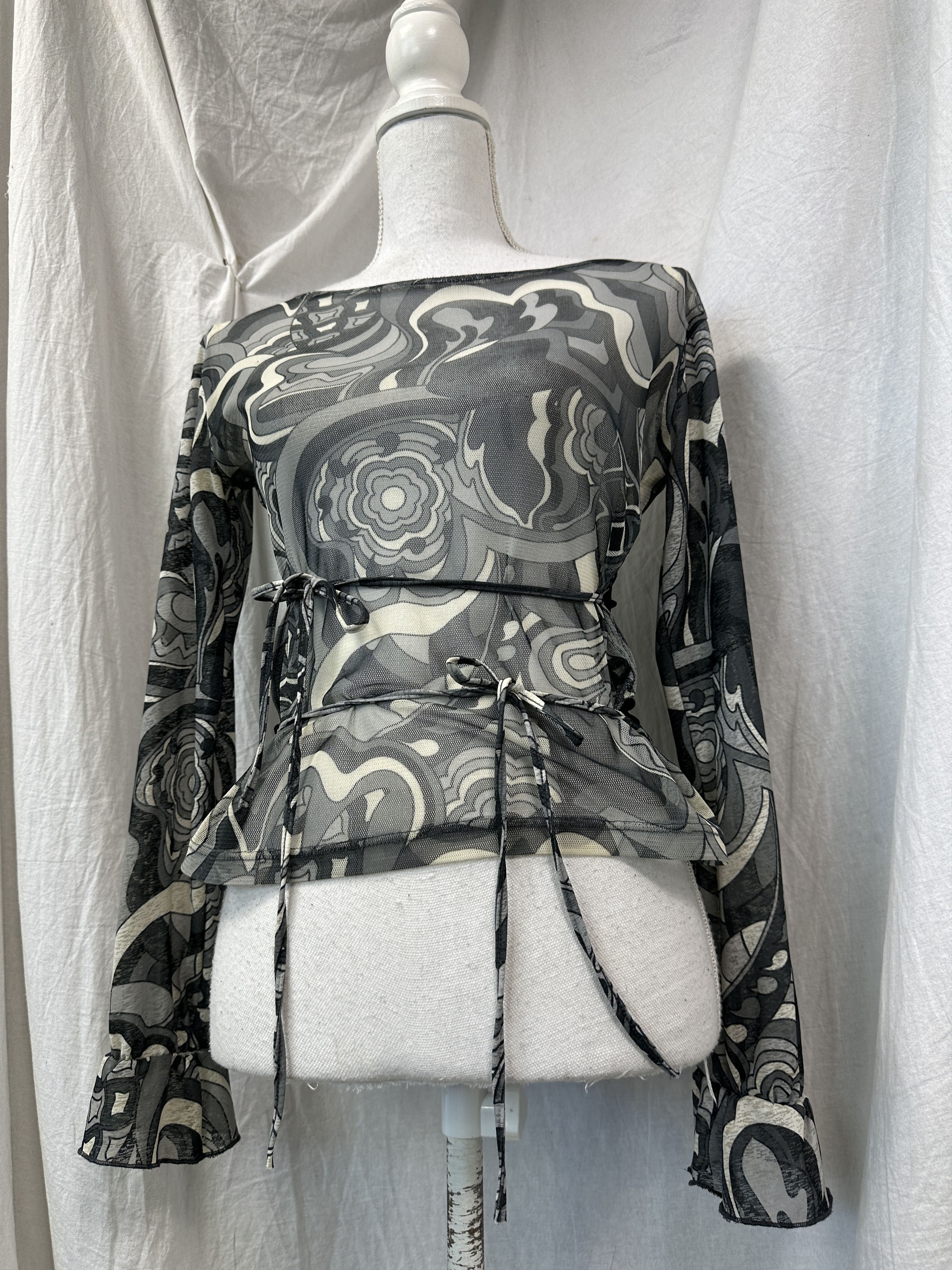 Vintage Vintage Avant Garde Printed Binding Meshtop Y2K Size M / US 6-8 / IT 42-44 - 1 Thumbnail