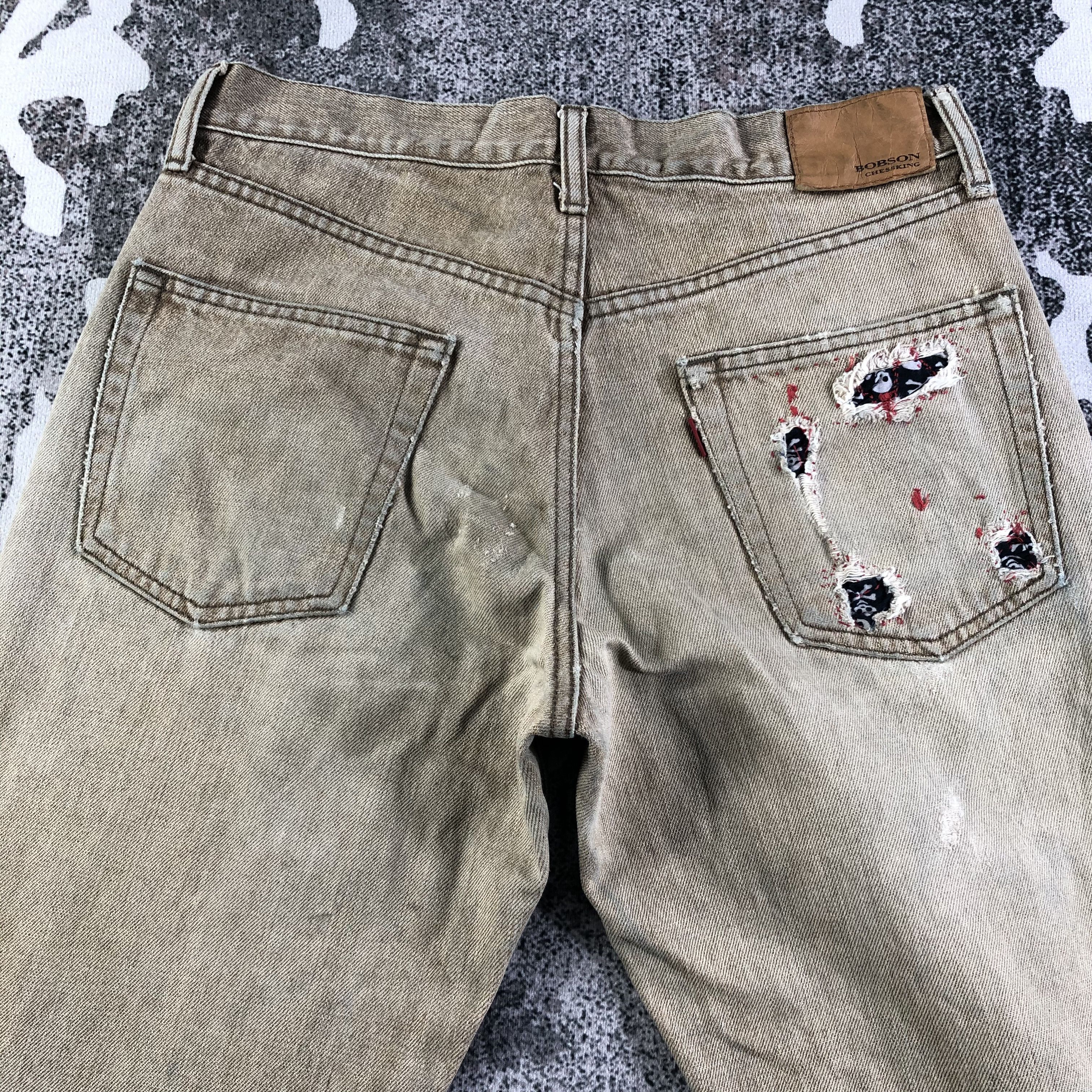 Japanese Brand Vintage Bobson Distressed Jeans Earth Tone Denim KJ2524 Size US 30 / EU 46 - 4 Thumbnail