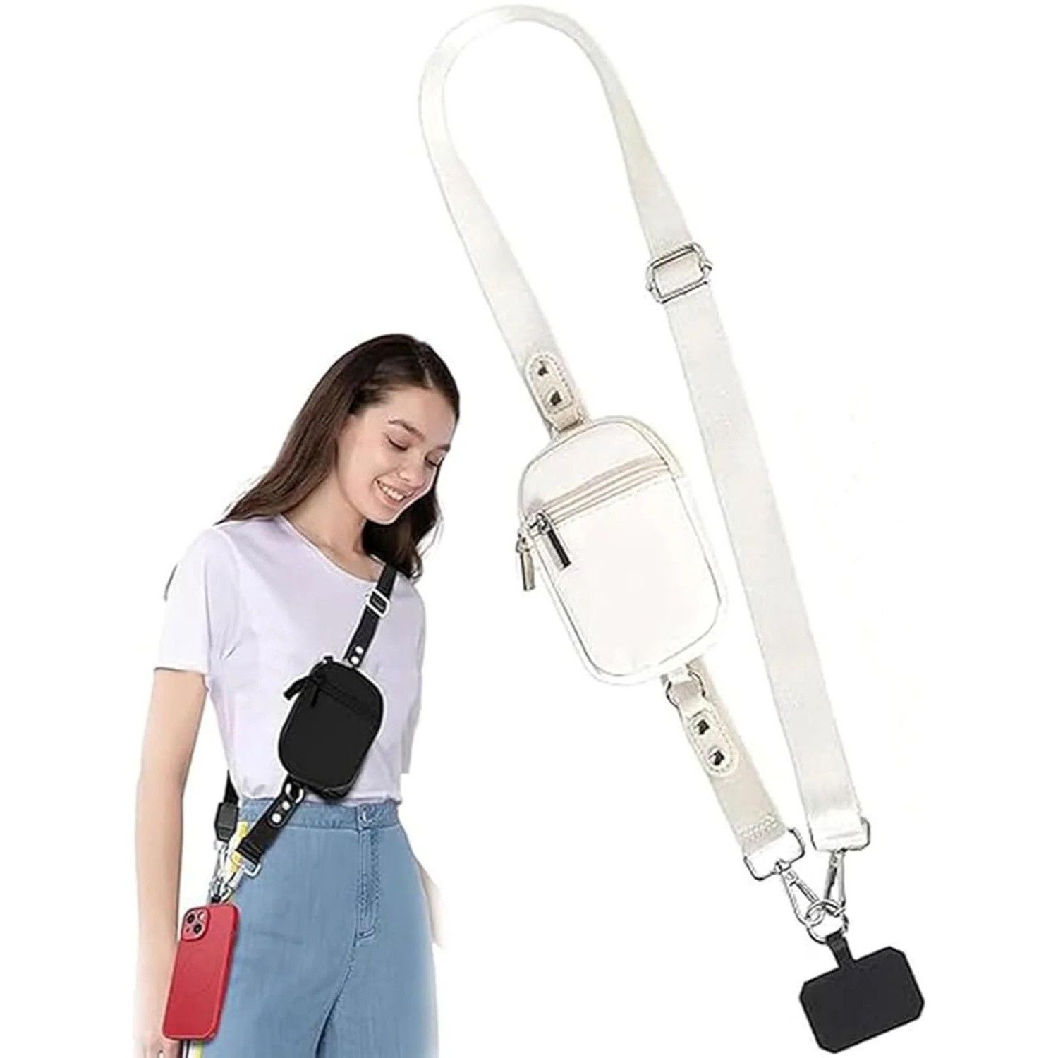 Other Crossbody Lanyard, Adjustable, Beige with Wallet and Safety Size ONE SIZE - 1 Thumbnail