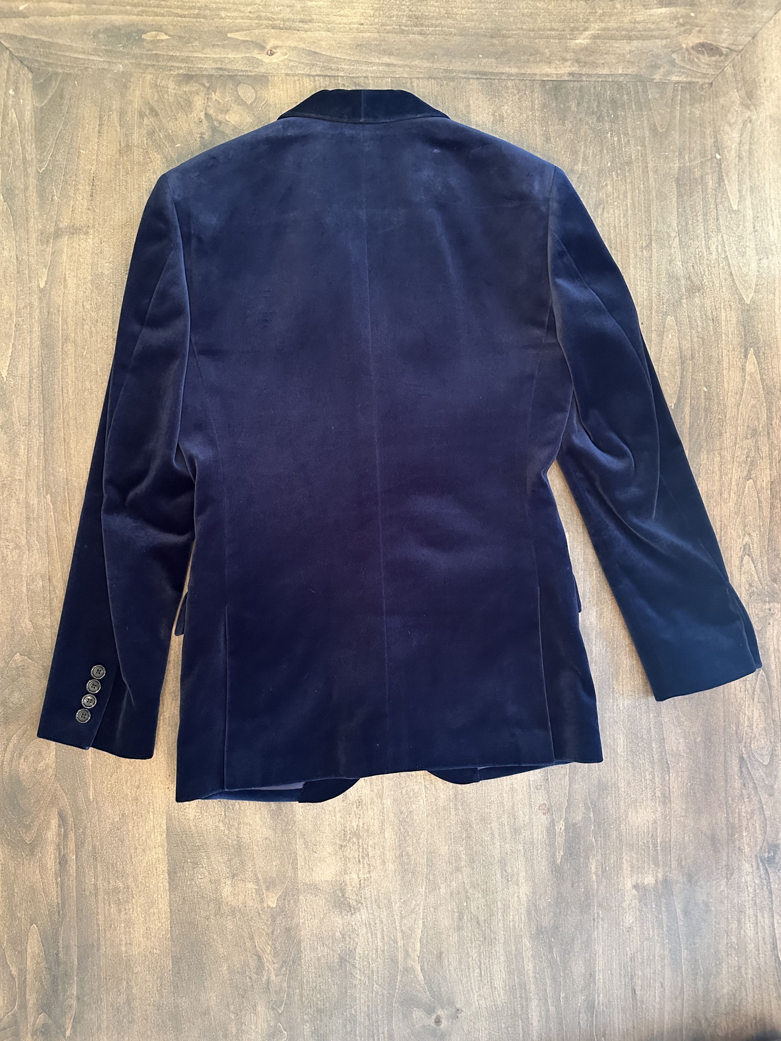 J.Crew Blue Velvet Shawl Collar Tuxedo Jacket Size 34S - 2 Thumbnail