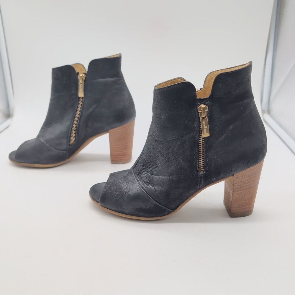 Other Paul Green Bellini Sz 8 Black Leather Peep-Toe Ankle Boots Size US 8 / IT 38 - 4 Thumbnail