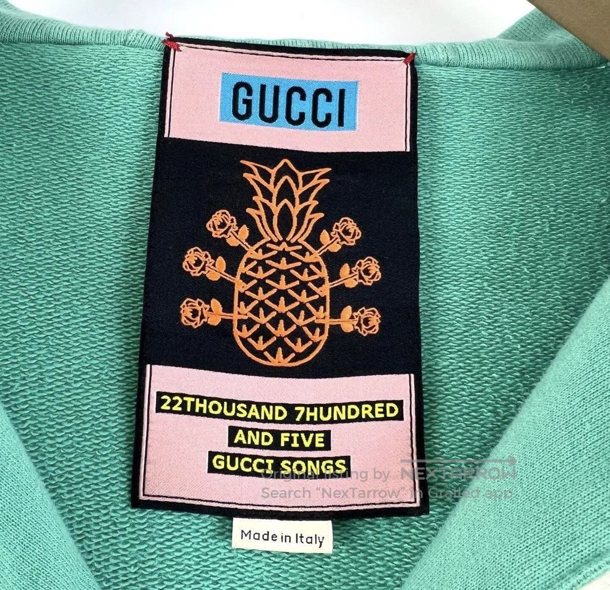 Gucci Green Half-Zip Hoodie with Embroidered Pineapple Design. Size US M / EU 48-50 / 2 - 4 Thumbnail