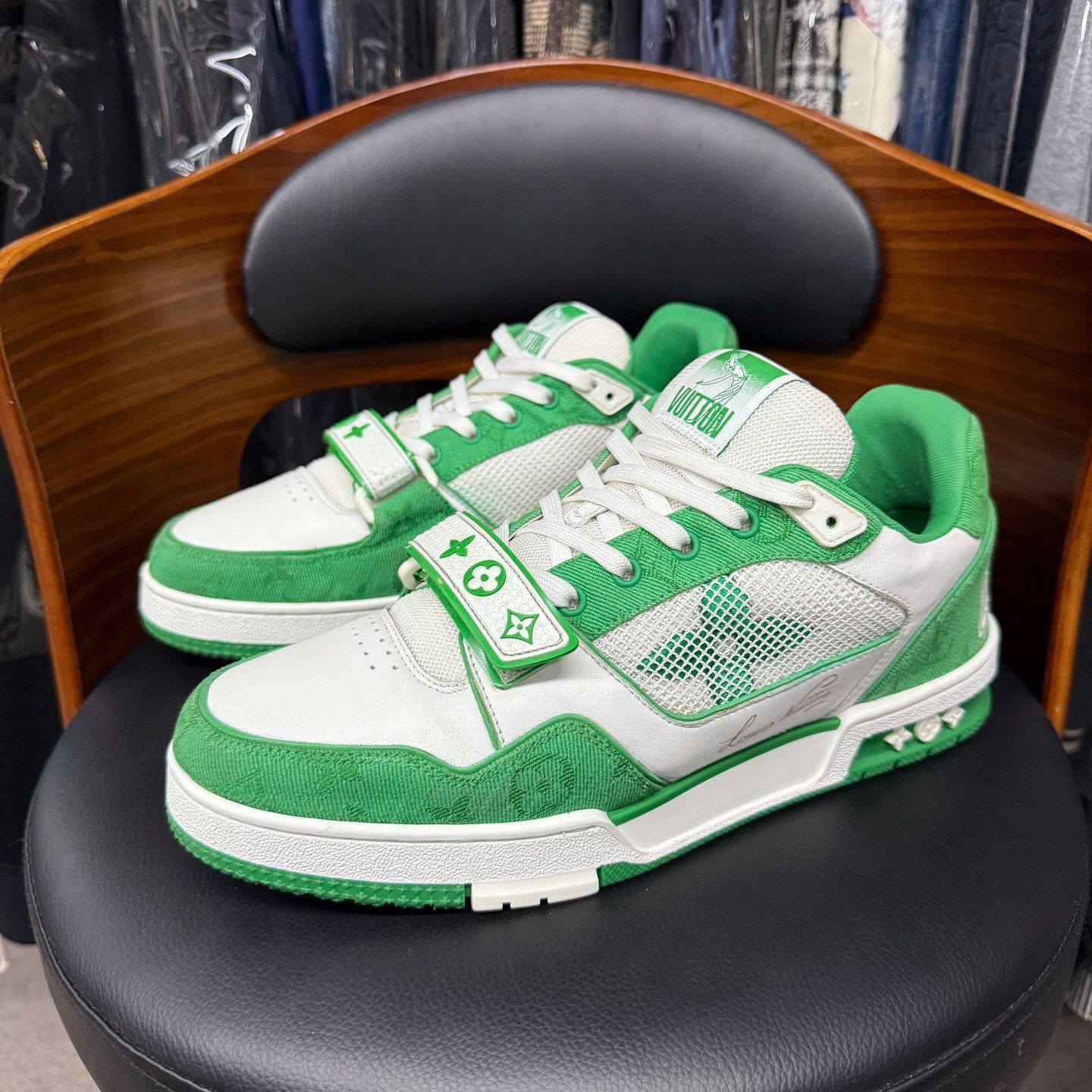 Louis Vuitton Louis Vuitton Training Denim Green Lowtop Sneakers 10 Men Size US 10 / EU 43 - 1 Thumbnail