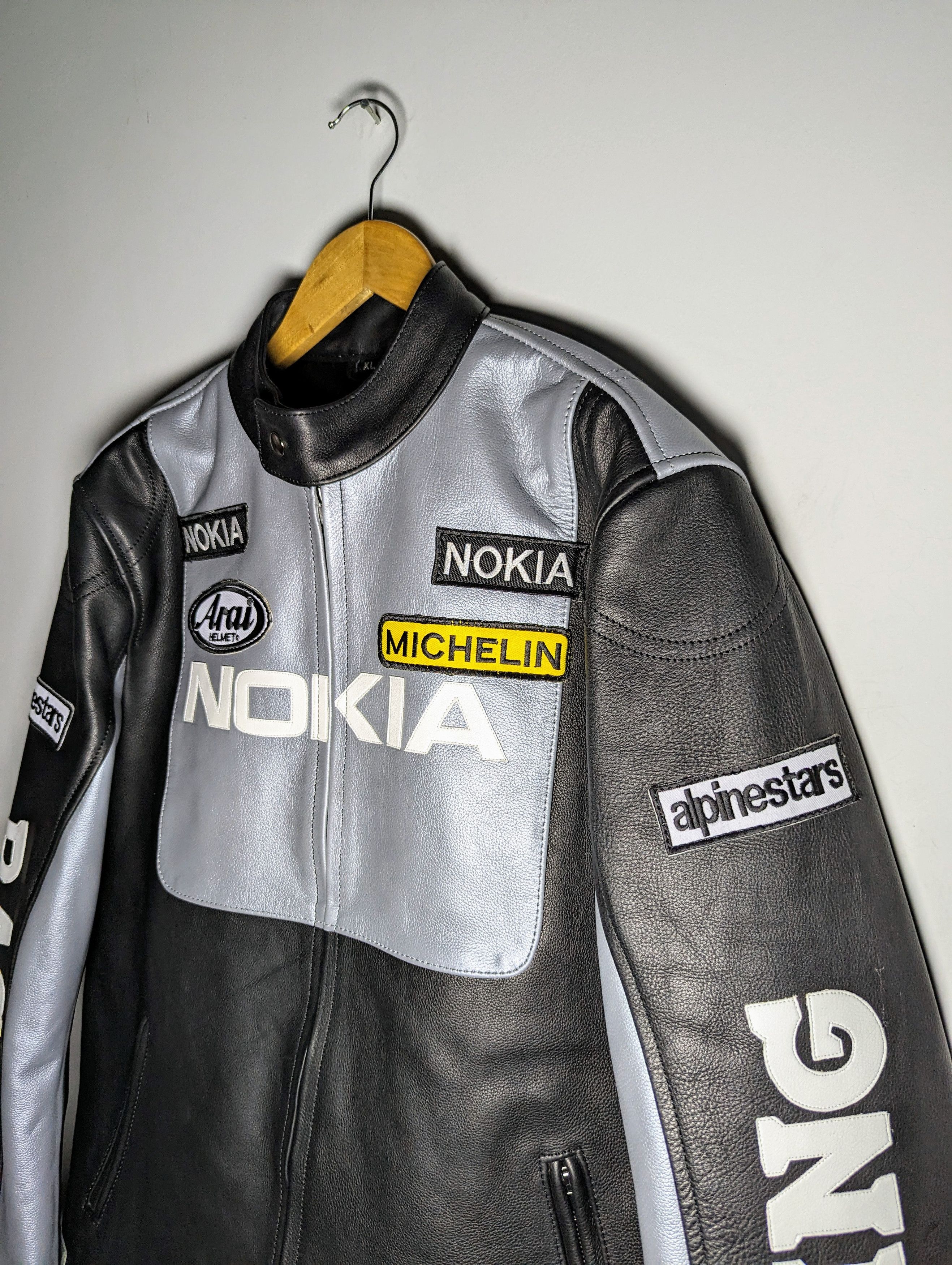 Vintage 💸 Nokia 🔥 VINTAGE RACING LEATHER JACKET Biker Size US XXL / EU 58 / 5 - 8 Thumbnail