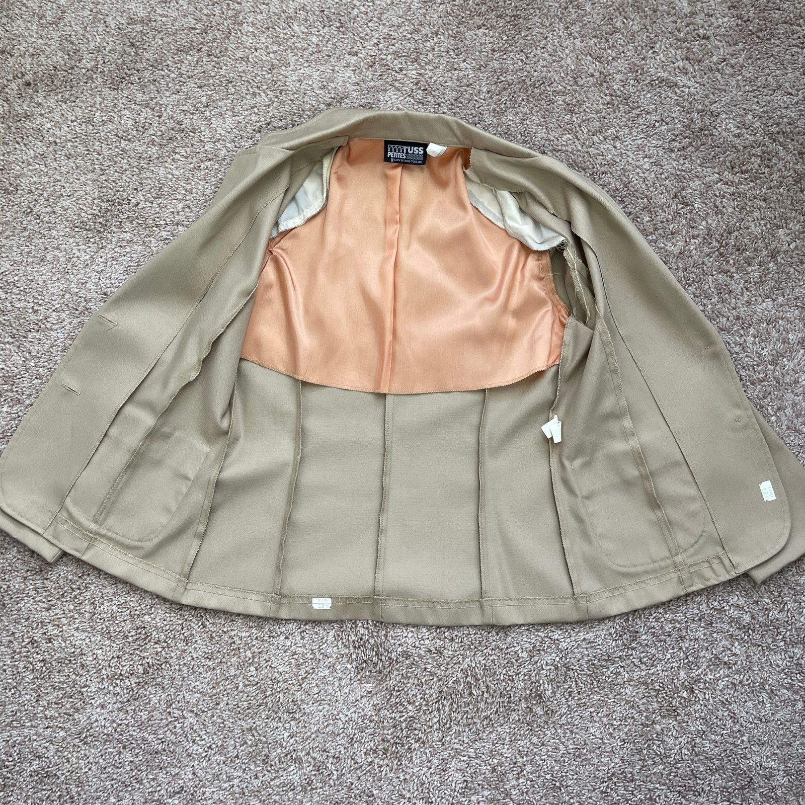 Vintage VTG 70’s Russ Petites Khaki Jacket Knee Length Skirt Set 4 Size S / US 4 / IT 40 - 12 Thumbnail