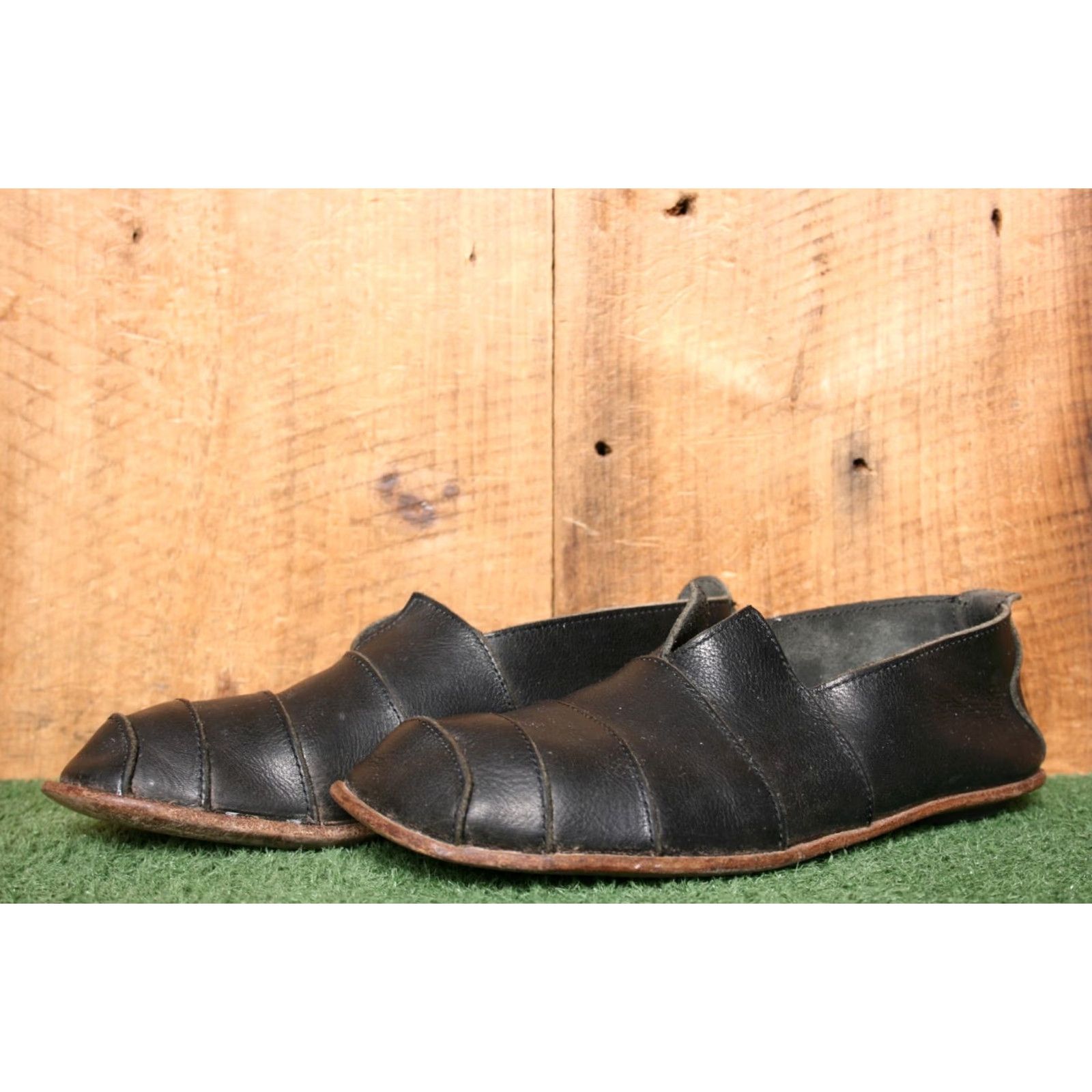 Vintage CYDWOQ Sabates W Black Leather Slip On Loafers Womens 10 EUR 40 Schuh Flats Union US 10 Platform Size US 10 / IT 40 - 2 Thumbnail