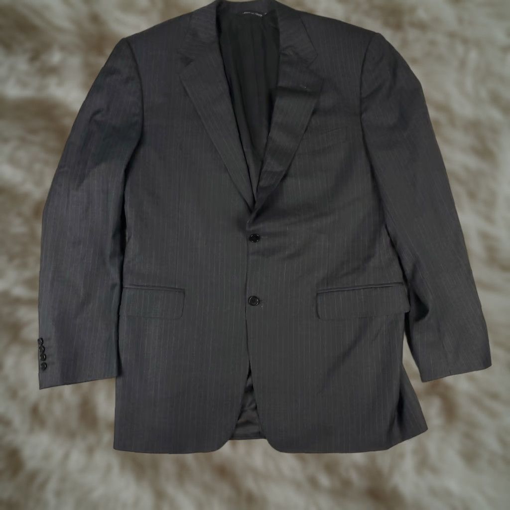 Canali Canali Suit Jacket Men's 52 Regular Gray Pinstripe Wool Super 120s Business Formal Two-Button Notch Lapel Size 52R - 1 Thumbnail