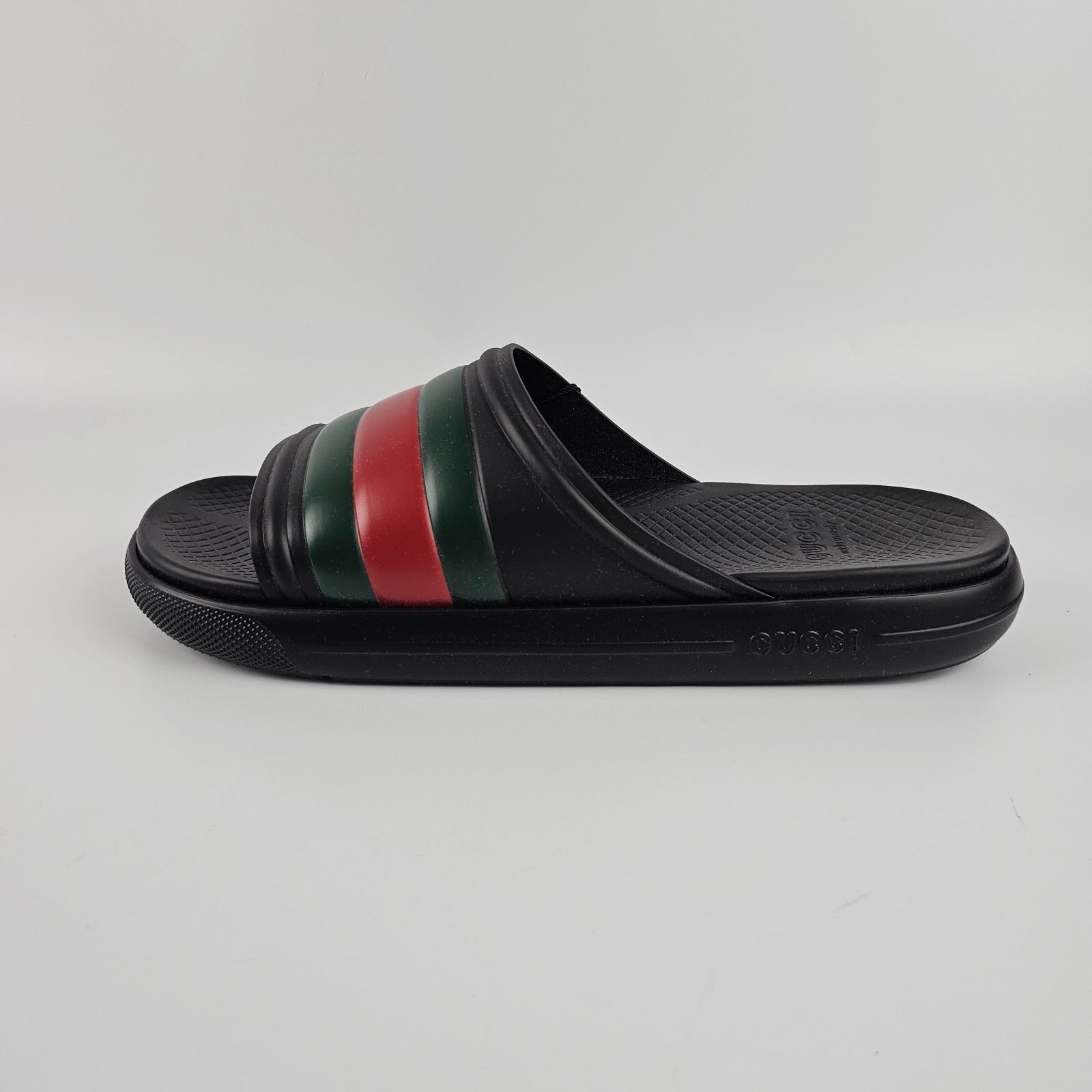 Gucci GUCCI Men's Black Rubber Web Slide Sandals New/Auth Size US 11.5 / EU 44-45 - 5 Thumbnail